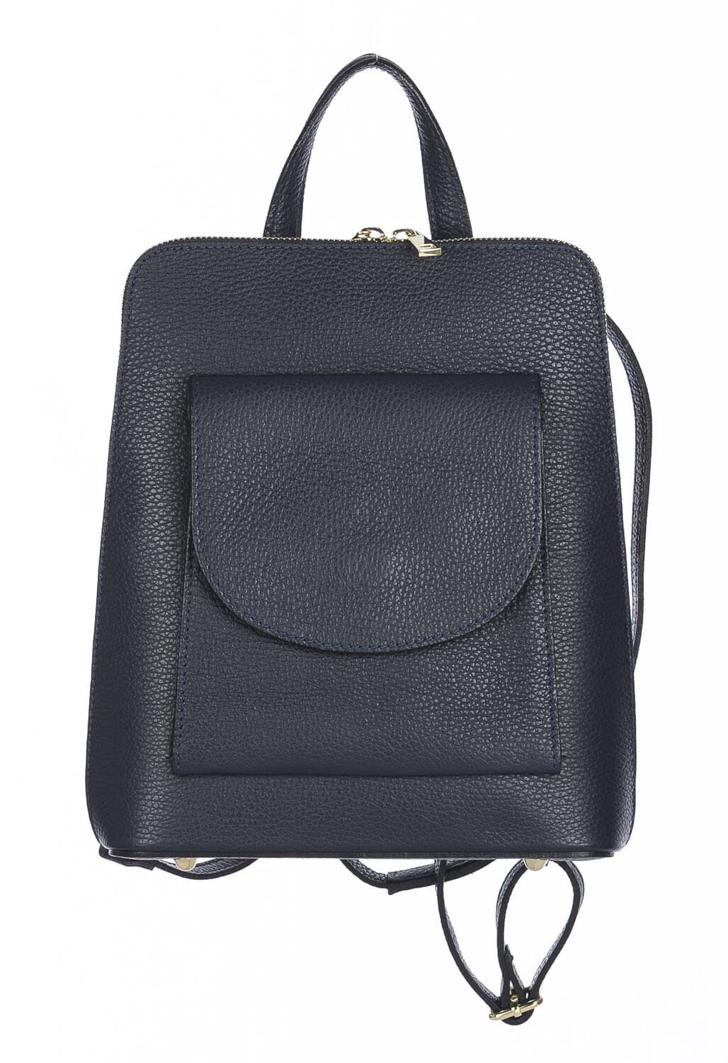 Borsa zaino donna MONTE ADAMELLO, in vera pelle morbida, colore BLU SCURO, CHIARO SCURO, Made in Italy