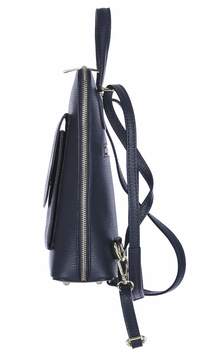 Borsa zaino donna MONTE ADAMELLO, in vera pelle morbida, colore BLU SCURO, CHIARO SCURO, Made in Italy