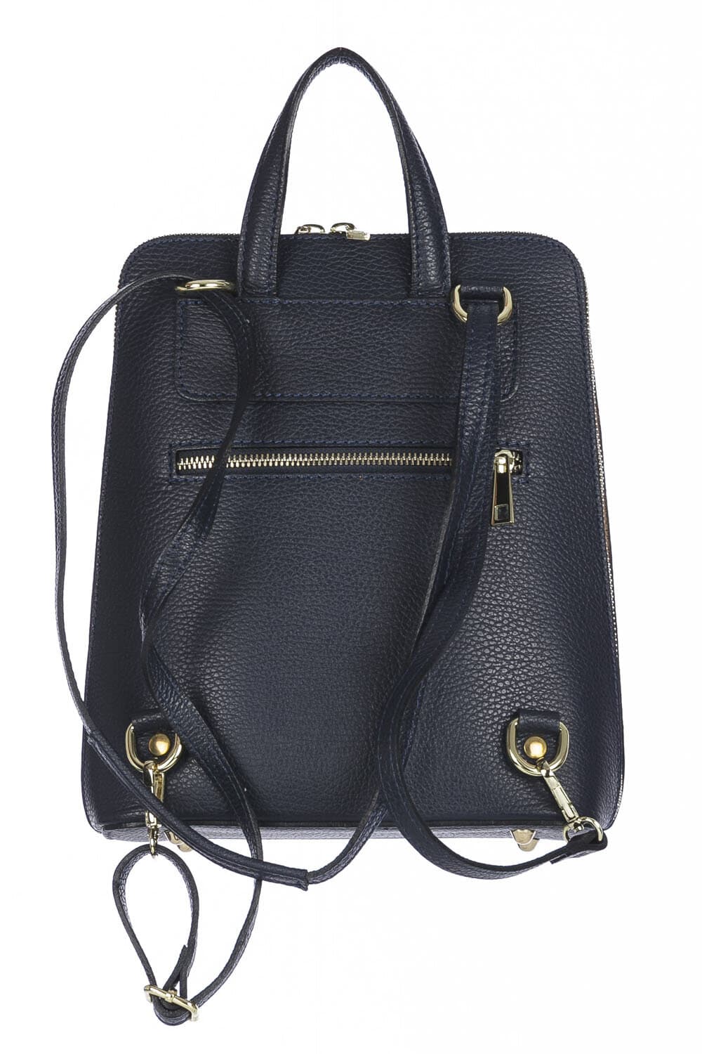 Borsa zaino donna MONTE ADAMELLO, in vera pelle morbida, colore BLU SCURO, CHIARO SCURO, Made in Italy
