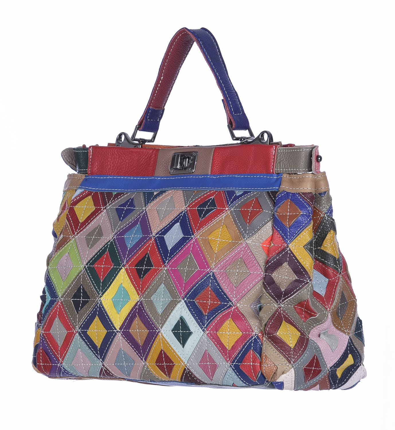 Borsa a mano donna ELIANA, in vera pelle morbida sauvage, MULTICOLORE, ARIANNA DINI, Made in Italy