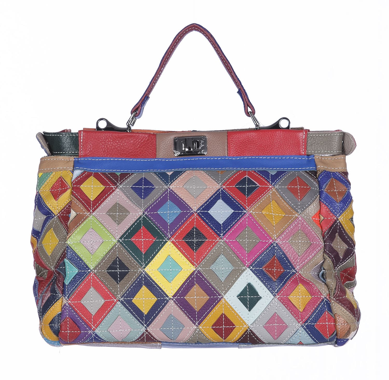 Borsa a mano donna ELIANA, in vera pelle morbida sauvage, multicolore, ARIANNA DINI, Made in Italy