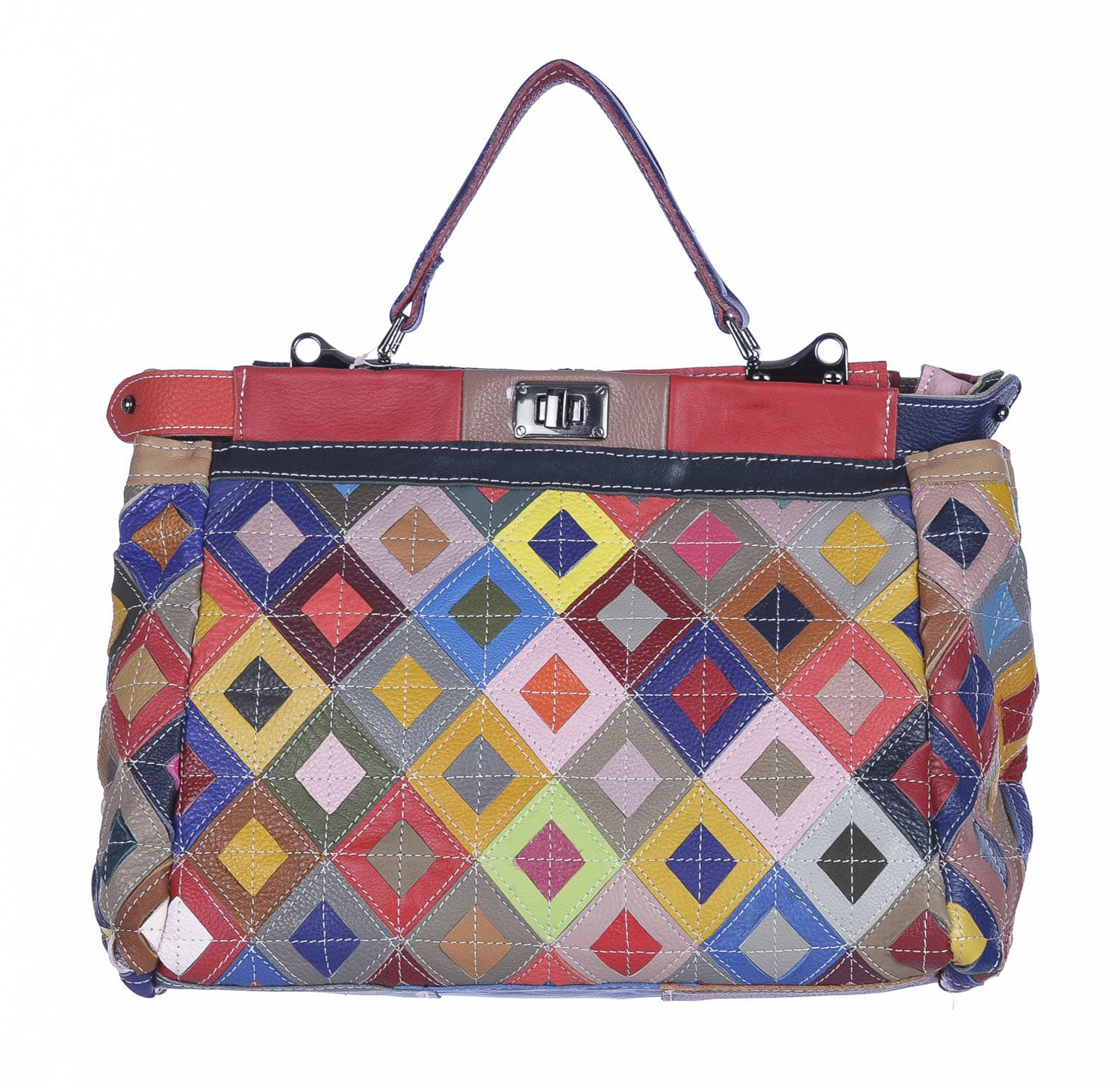 Borsa a mano donna ELIANA, in vera pelle morbida sauvage, multicolore, ARIANNA DINI, Made in Italy