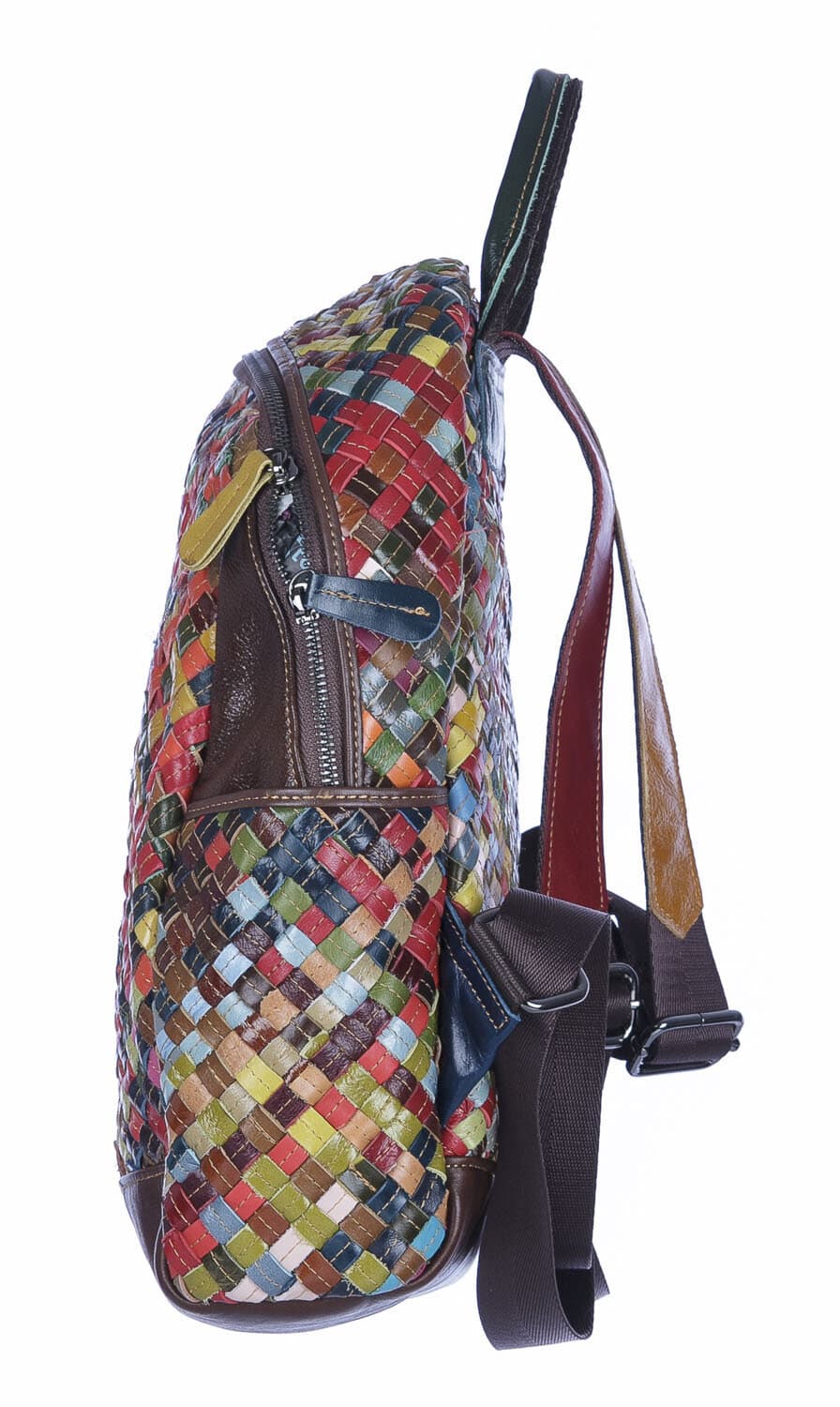 Borsa zaino donna MONTE AMIATA, in vera pelle morbida intrecciata, multicolore, ARIANNA DINI, Made in Italy