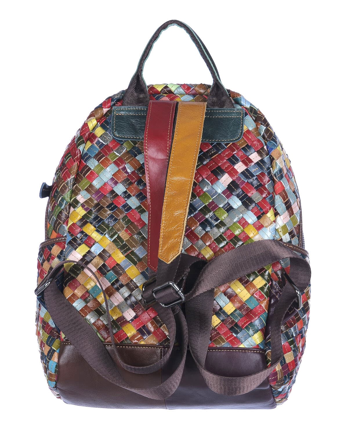 Borsa zaino donna MONTE AMIATA, in vera pelle morbida intrecciata, multicolore, ARIANNA DINI, Made in Italy