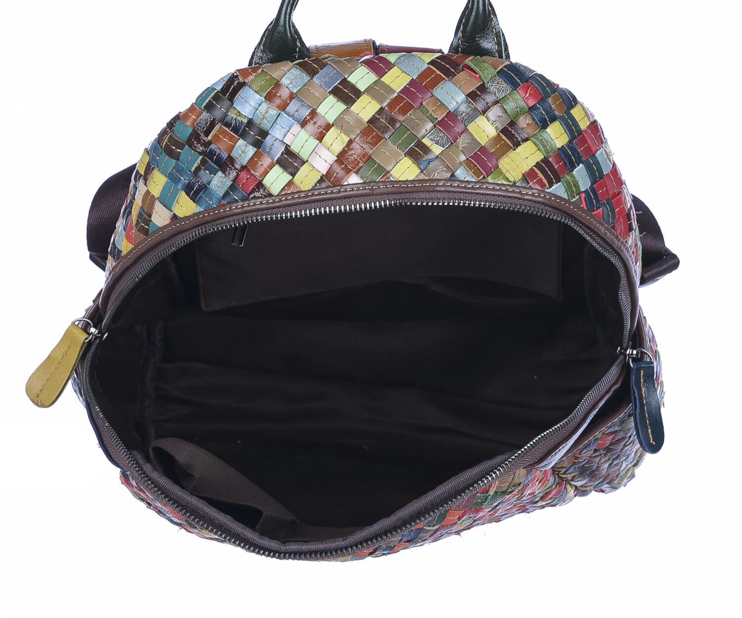 Borsa zaino donna MONTE AMIATA, in vera pelle morbida intrecciata, multicolore, ARIANNA DINI, Made in Italy