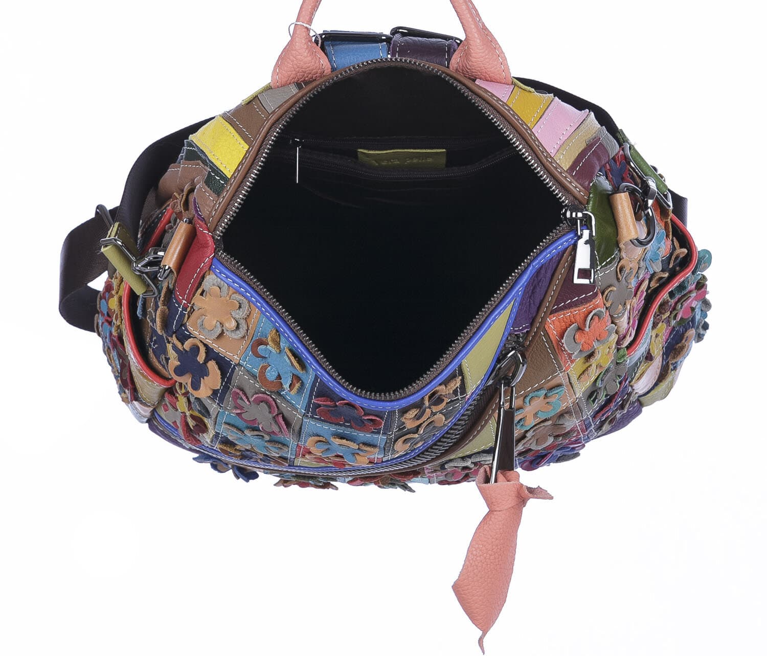 Borsa zaino donna MONTE FUMAIOLO, in vera pelle morbida martellata, multicolore, ARIANNA DINI, Made in Italy.