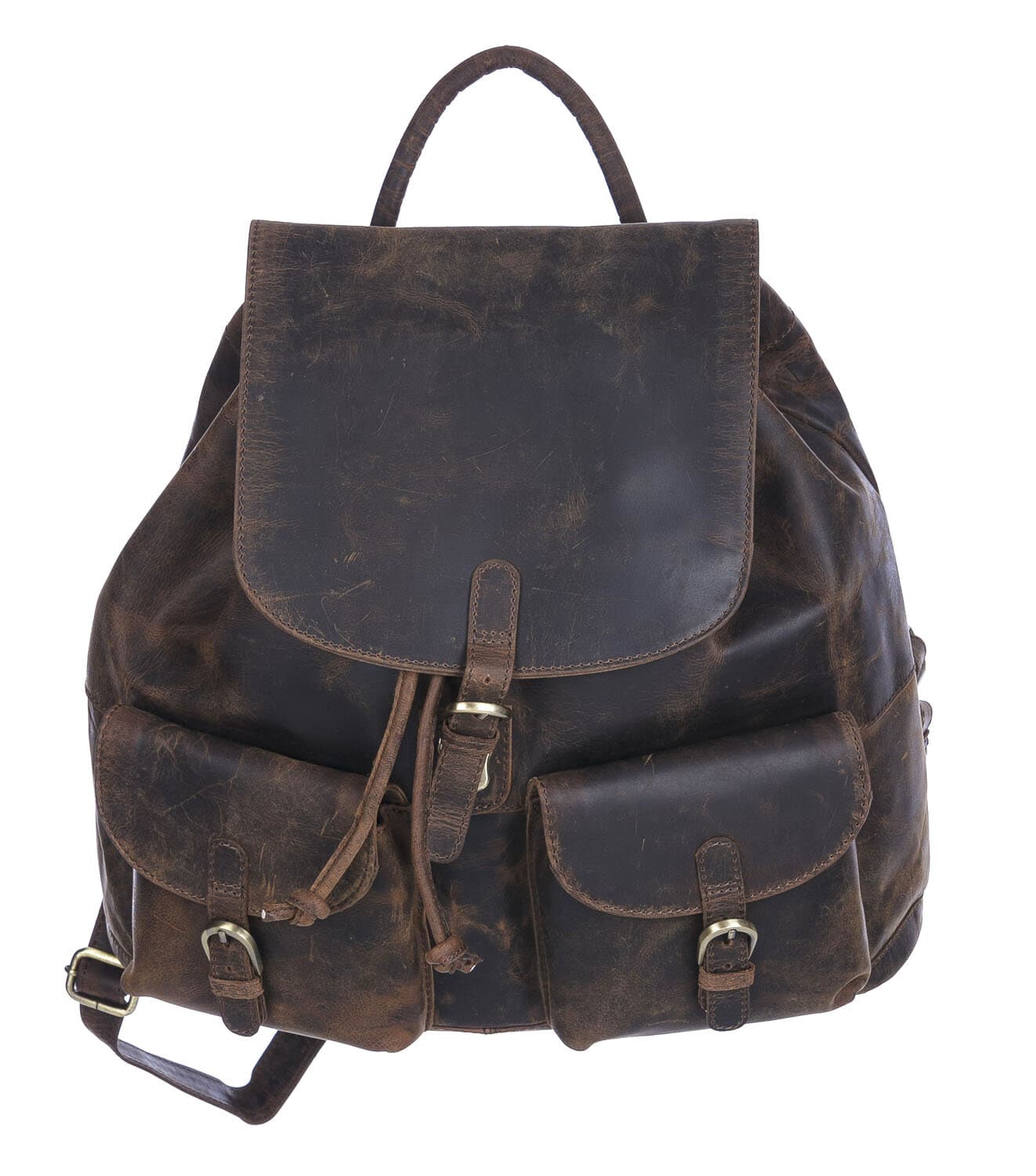 Borsa zaino uomo MONTE TITANO, in vera pelle rigida nabuk, colore MARRONE, CHIAROSCURO, Made in Italy