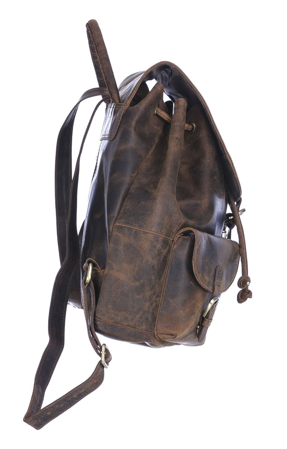 Borsa zaino uomo MONTE TITANO, in vera pelle rigida nabuk, colore MARRONE, CHIAROSCURO, Made in Italy