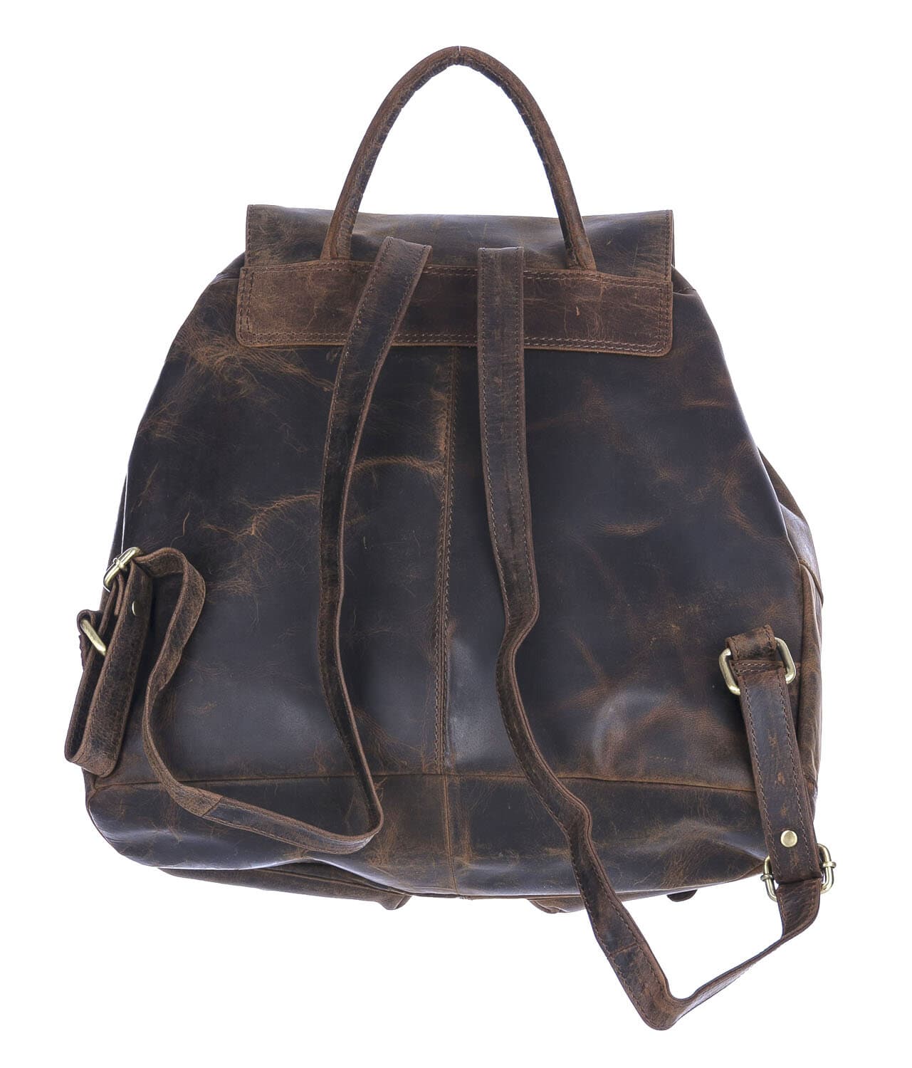 Borsa zaino uomo MONTE TITANO, in vera pelle rigida nabuk, colore MARRONE, CHIAROSCURO, Made in Italy