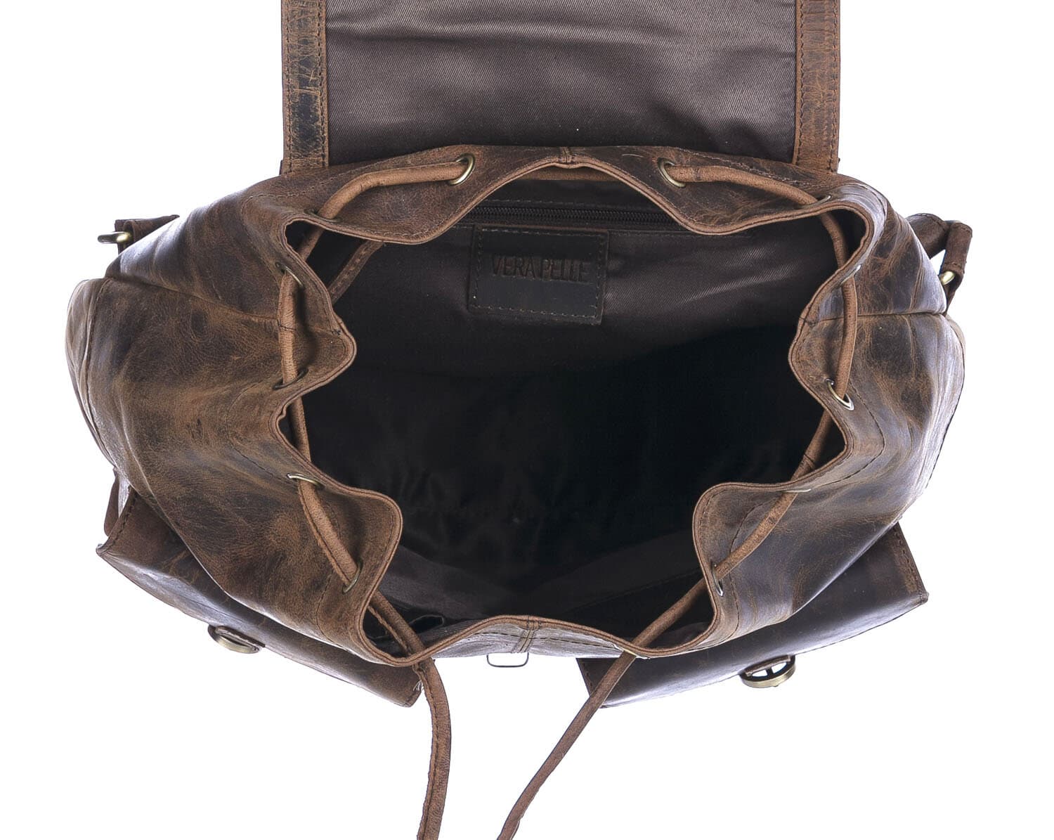 Borsa zaino uomo MONTE TITANO, in vera pelle rigida nabuk, colore MARRONE, CHIAROSCURO, Made in Italy