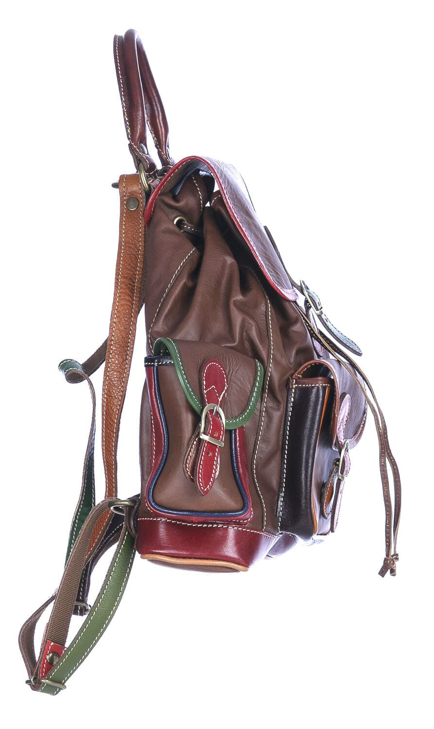 Borsa zaino donna MONTE FALTERONA, in vera pelle sauvage, MULTICOLORE, CHIAROSCURO, Made in Italy.