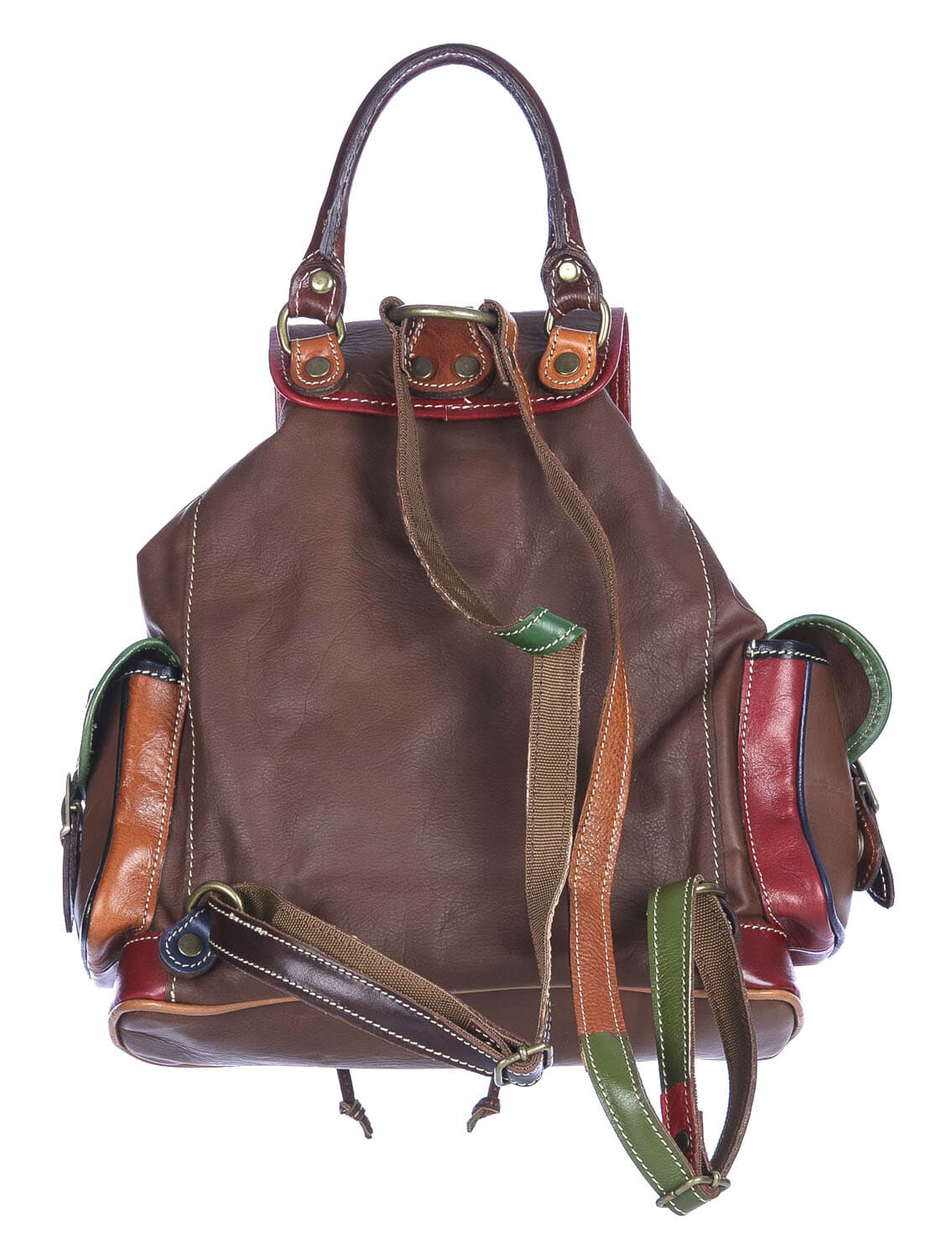 Borsa zaino donna MONTE FALTERONA, in vera pelle sauvage, MULTICOLORE, CHIAROSCURO, Made in Italy.