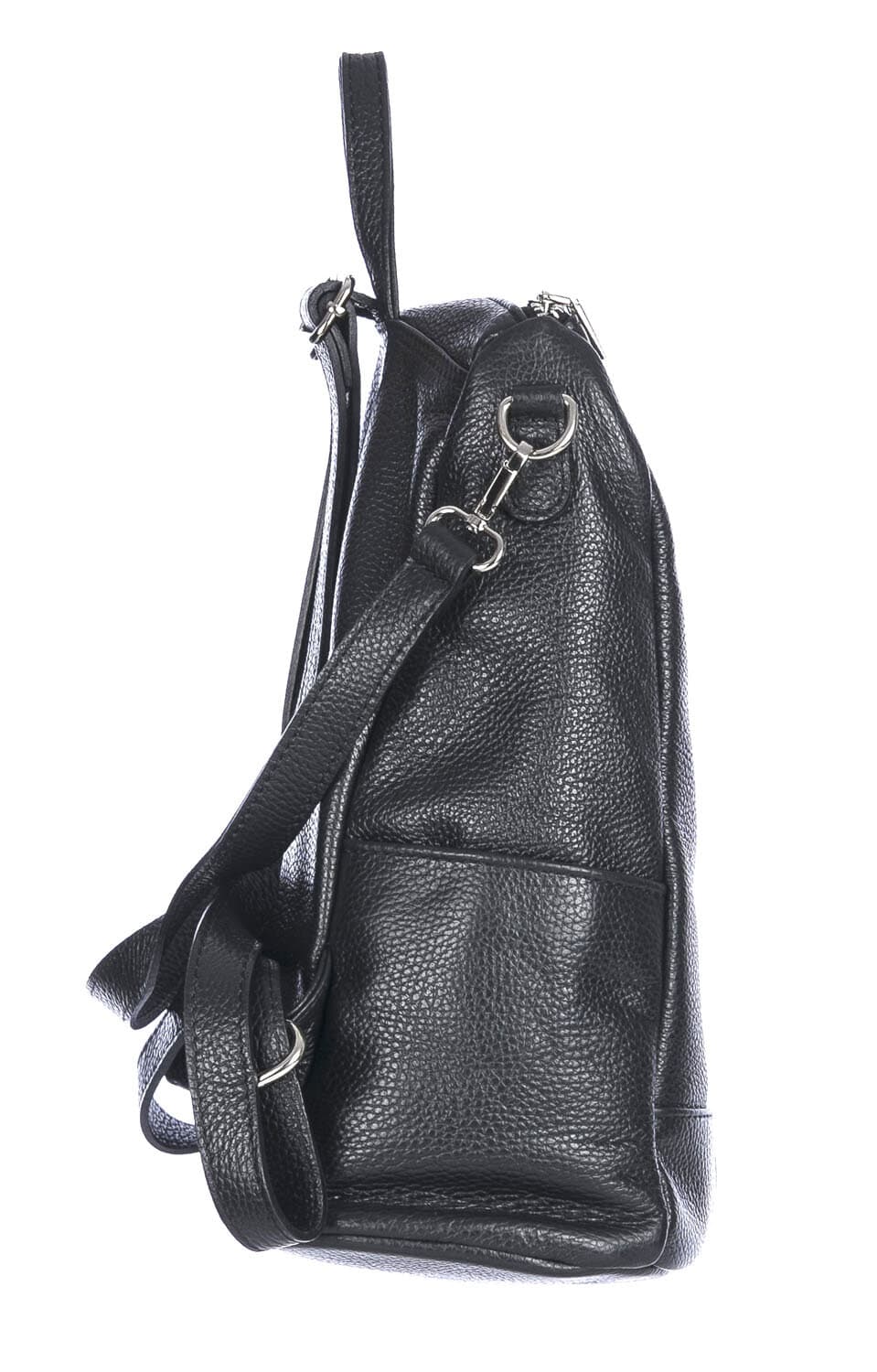Borsa zaino donna MONTE STREGA in vera pelle martellata, colore NERO, CHIAROSCURO,Made in Italy