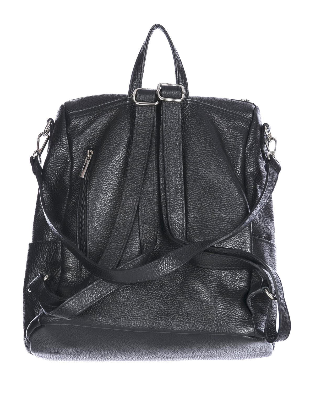 Borsa zaino donna MONTE STREGA in vera pelle martellata, colore NERO, CHIAROSCURO,Made in Italy