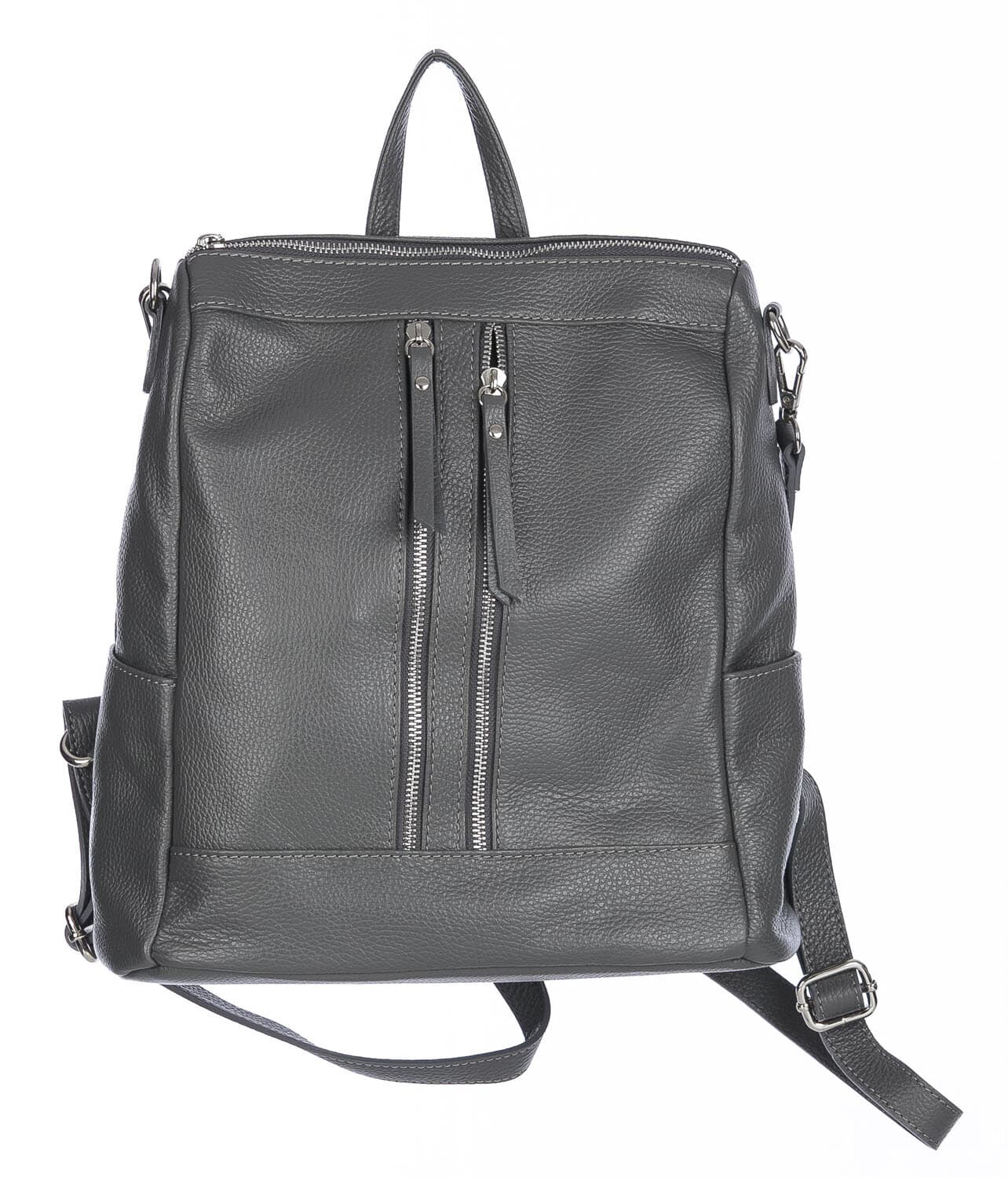 Borsa zaino donna MONTE STREGA in vera pelle martellata, colore GRIGIO, CHIAROSCURO,Made in Italy