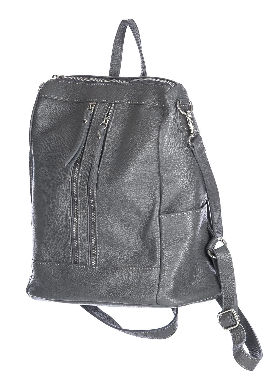 Borsa zaino donna MONTE STREGA in vera pelle martellata, colore GRIGIO, CHIAROSCURO,Made in Italy