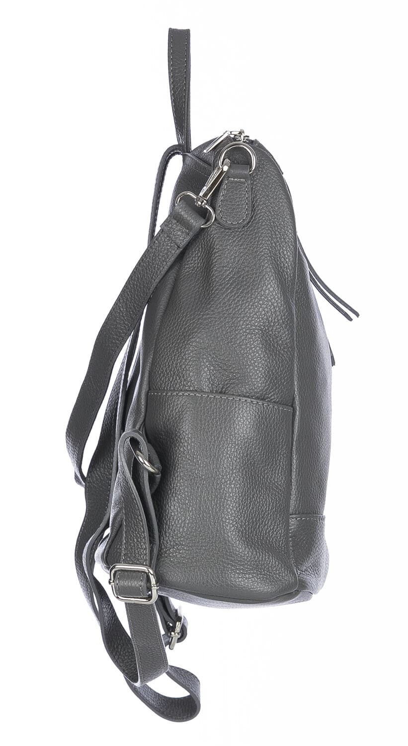 Borsa zaino donna MONTE STREGA in vera pelle martellata, colore GRIGIO, CHIAROSCURO,Made in Italy