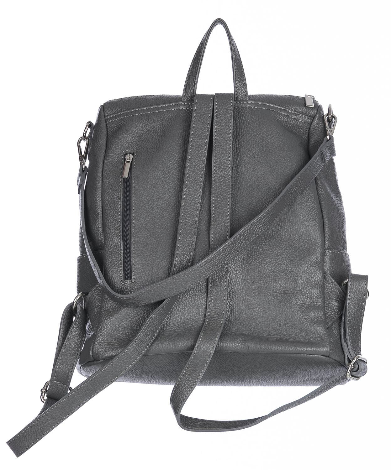 Borsa zaino donna MONTE STREGA in vera pelle martellata, colore GRIGIO, CHIAROSCURO,Made in Italy