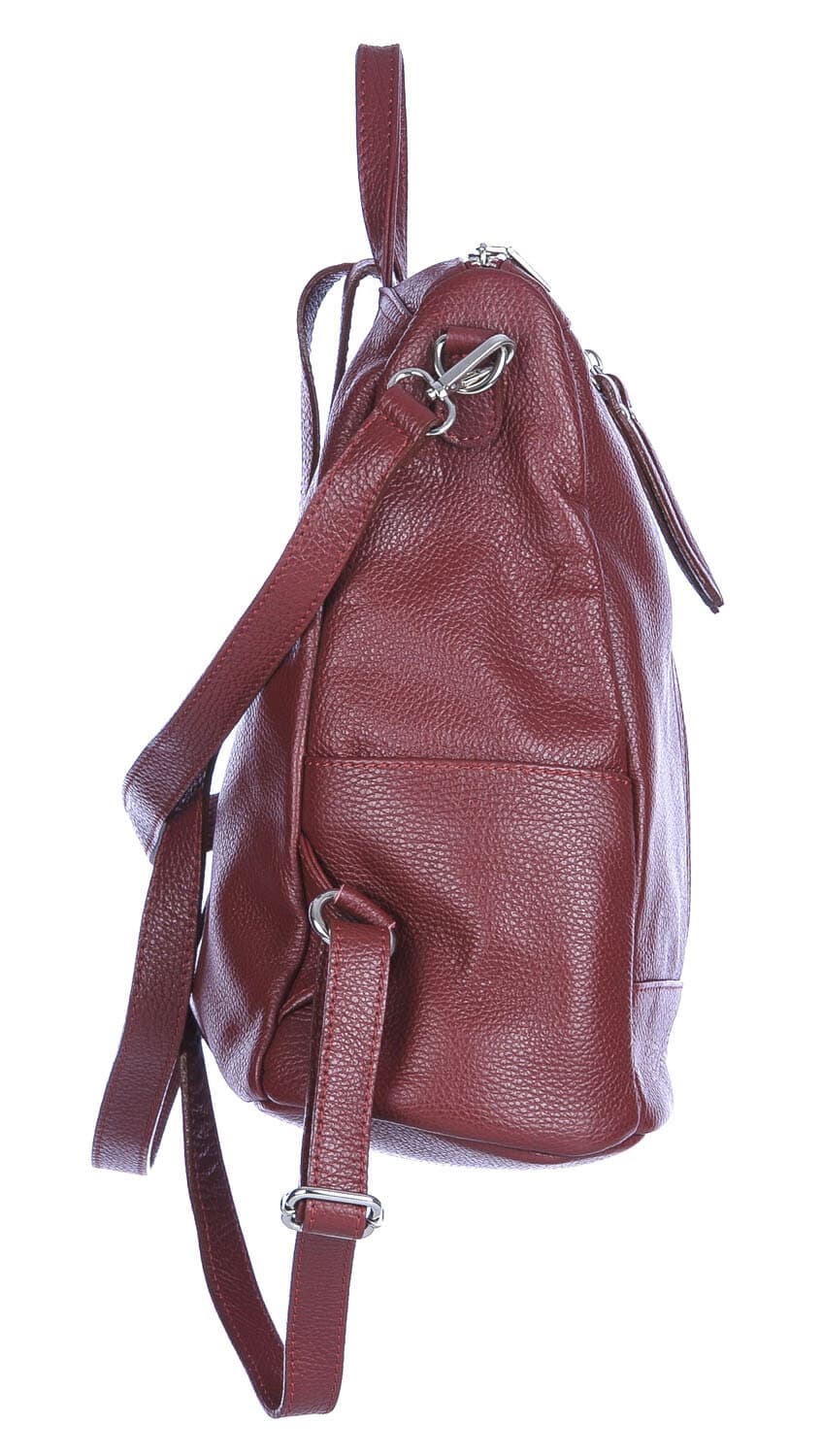 Borsa zaino donna MONTE STREGA in vera pelle martellata, colore ROSSO, CHIAROSCURO,Made in Italy