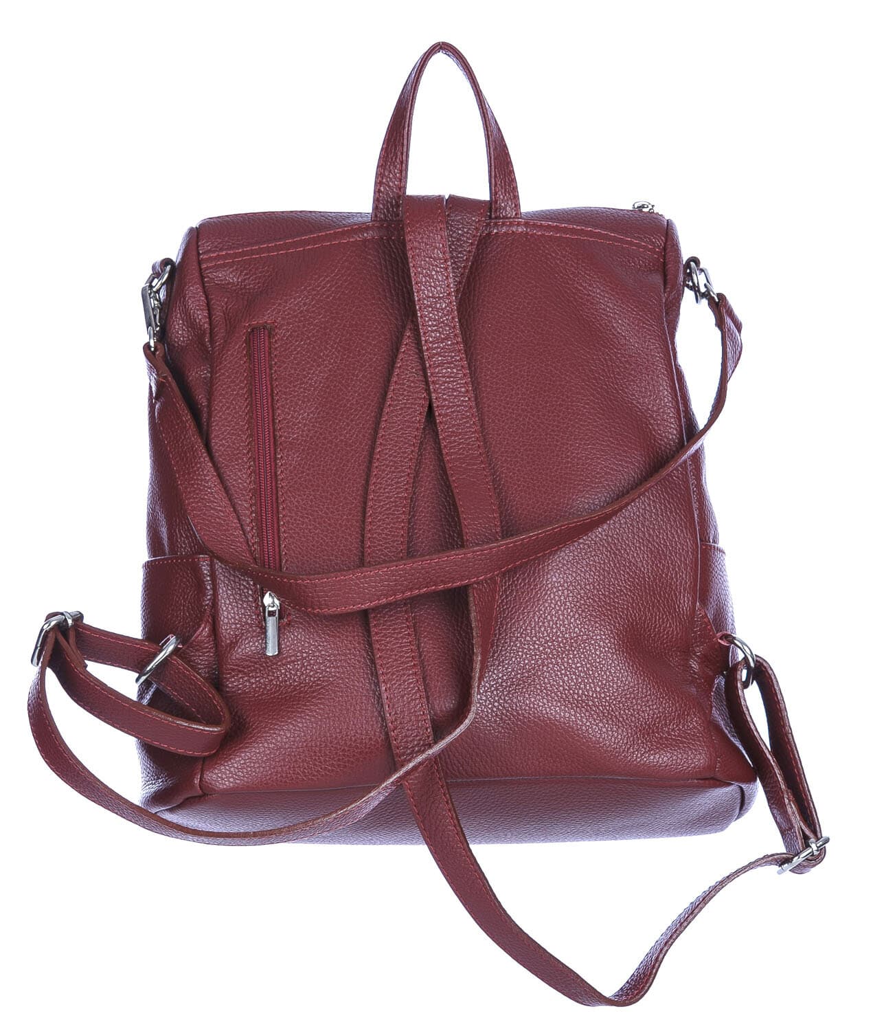 Borsa zaino donna MONTE STREGA in vera pelle martellata, colore ROSSO, CHIAROSCURO,Made in Italy