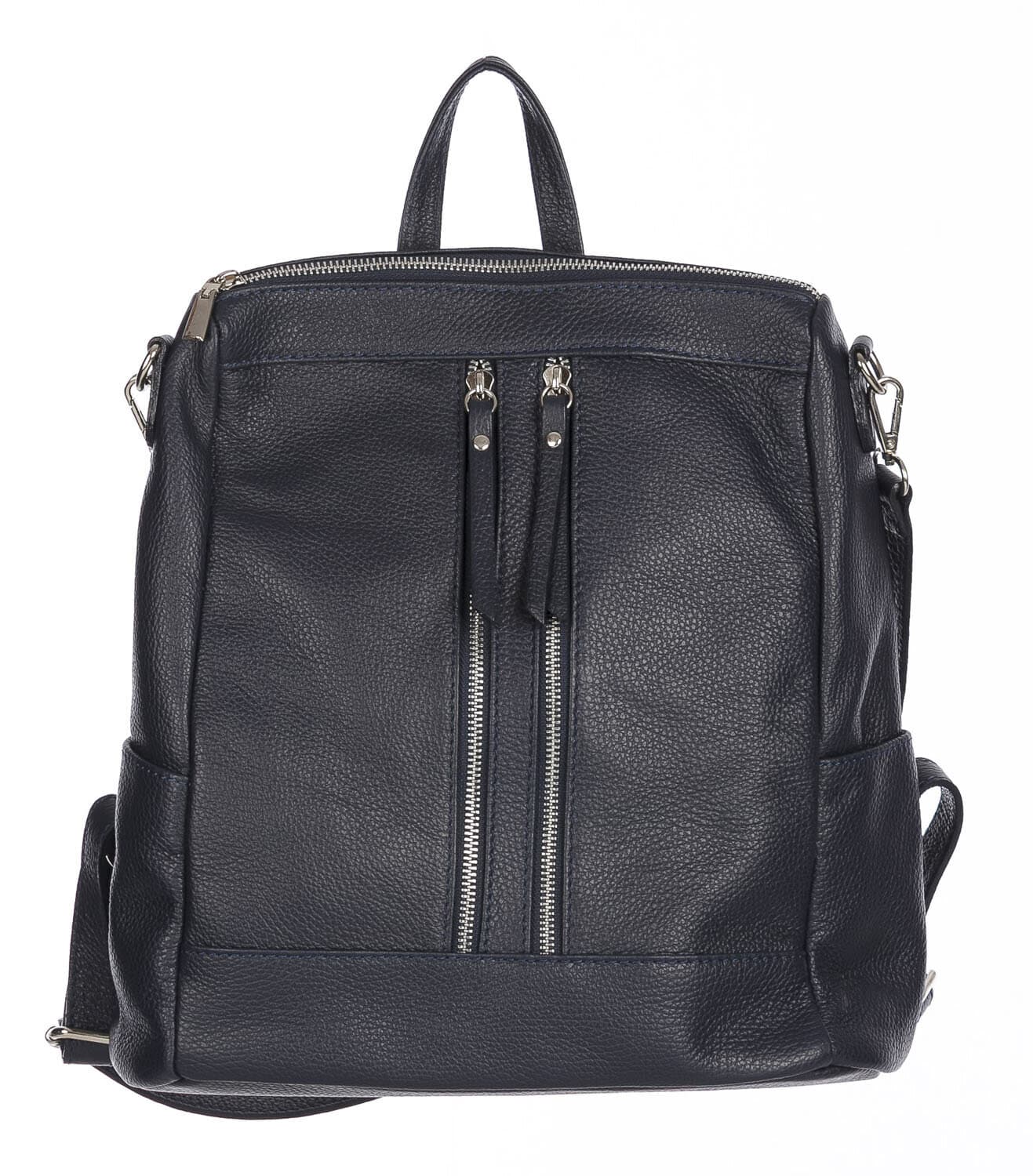Borsa zaino donna MONTE STREGA in vera pelle martellata, colore BLU SCURO, CHIAROSCURO,Made in Italy