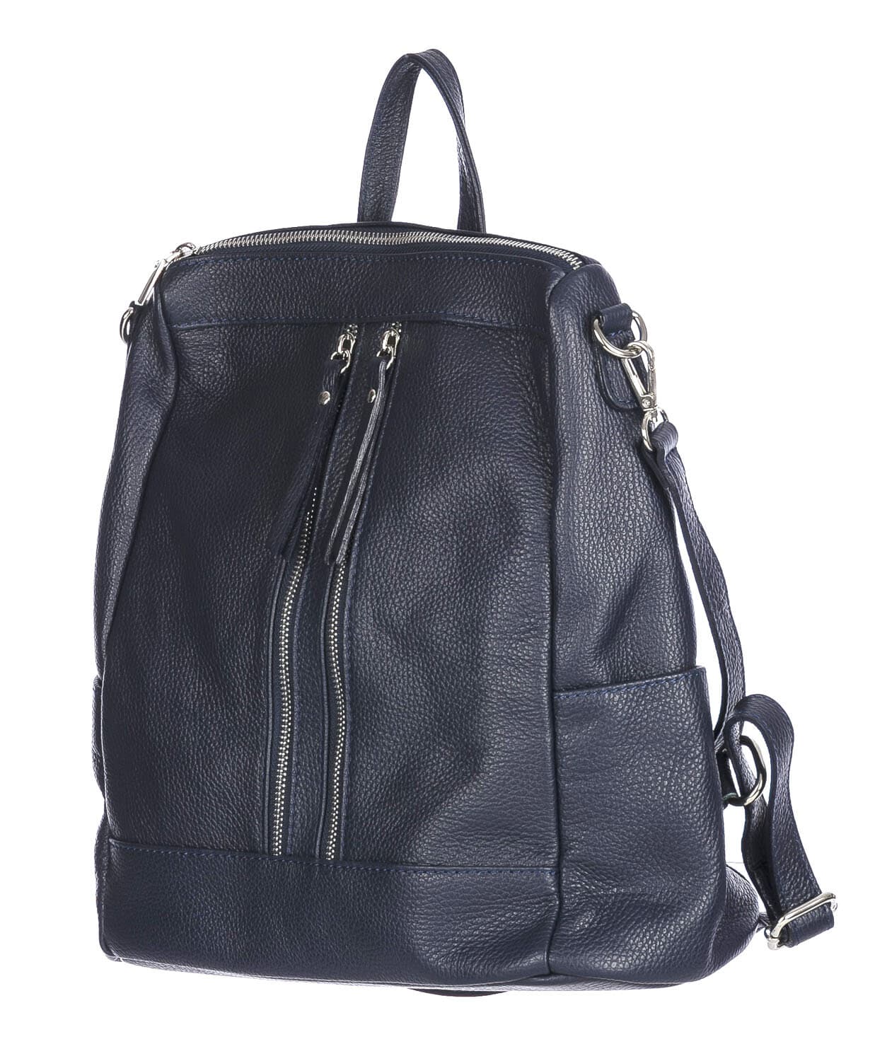 Borsa zaino donna MONTE STREGA in vera pelle martellata, colore BLU SCURO, CHIAROSCURO,Made in Italy
