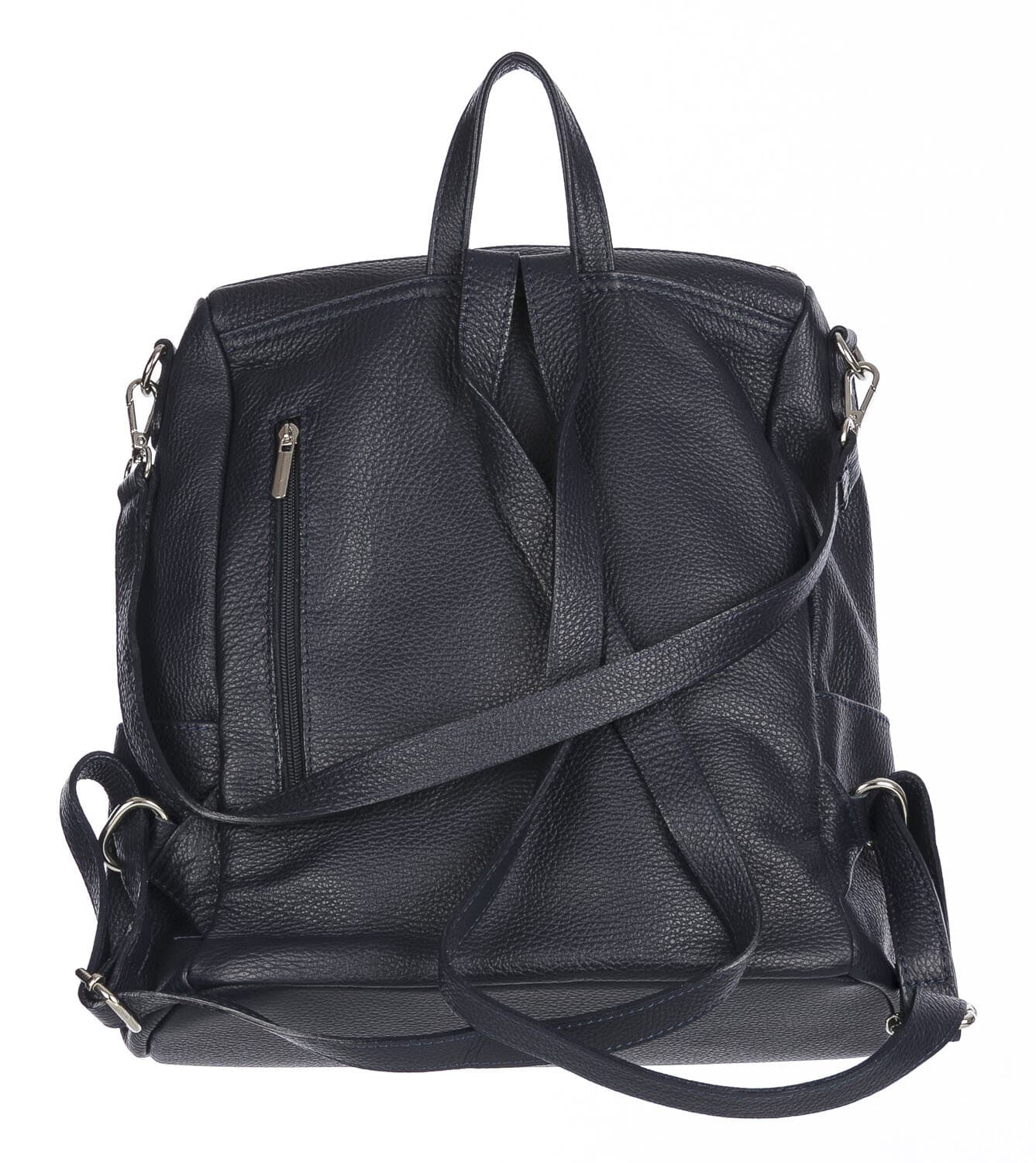 Borsa zaino donna MONTE STREGA in vera pelle martellata, colore BLU SCURO, CHIAROSCURO,Made in Italy