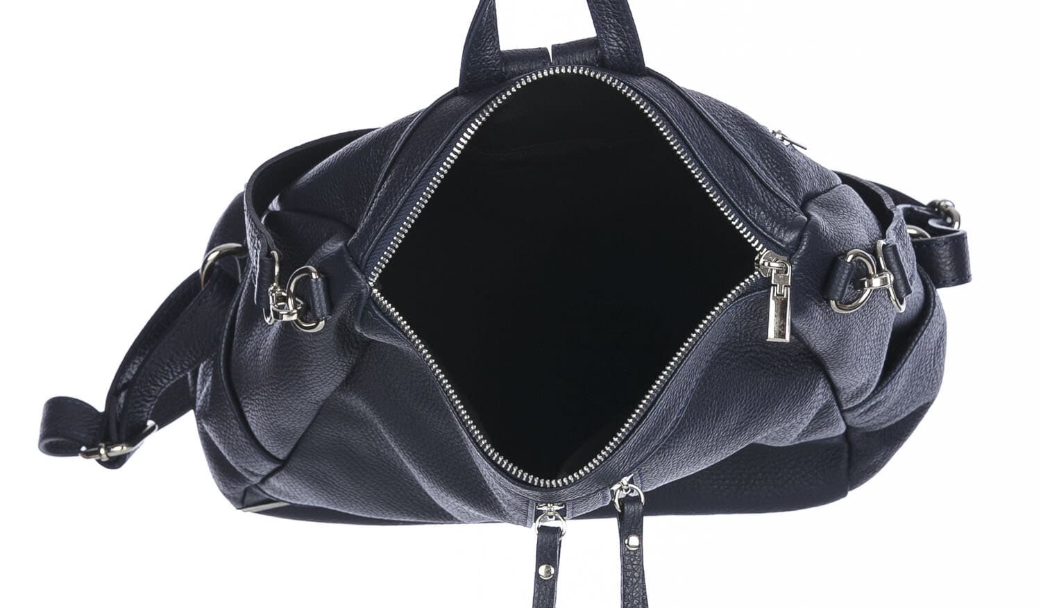 Borsa zaino donna MONTE STREGA in vera pelle martellata, colore BLU SCURO, CHIAROSCURO,Made in Italy