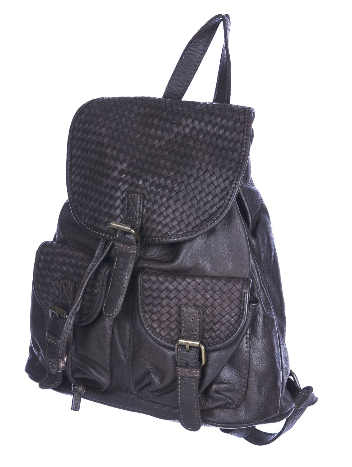 Genuine vintage leather backpack for woman MONTE SOLENNE, DARK BROWN, CHIARO SCURO, MADE IN ITALY