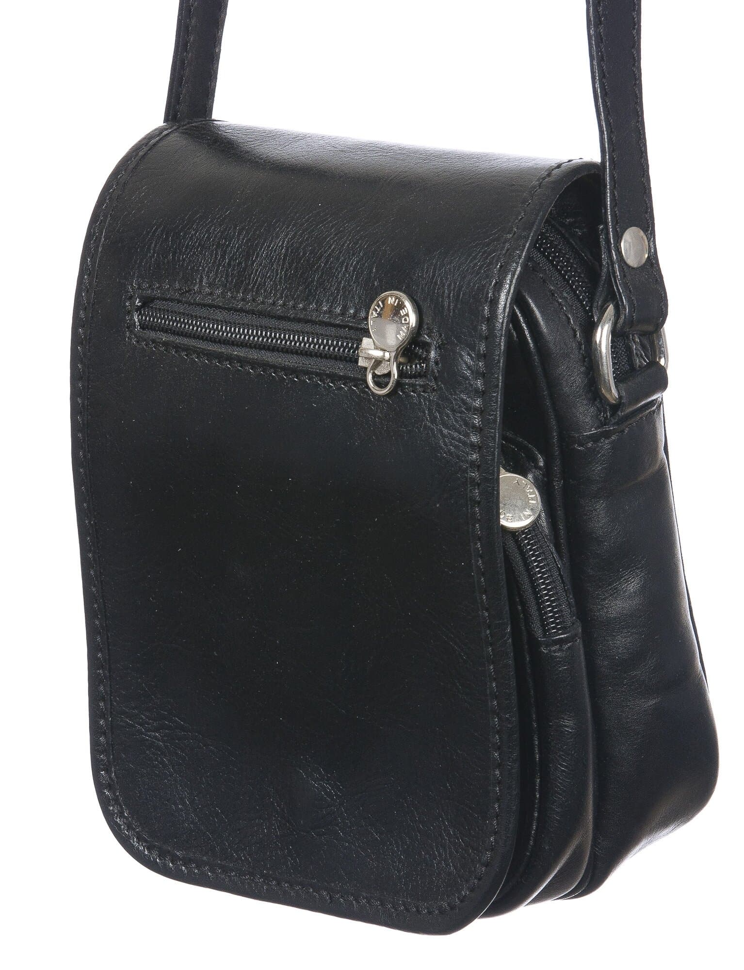 Borsa tracolla uomo in vera pelle morbida LORENZO, colore NERO, MADE IN ITALY
