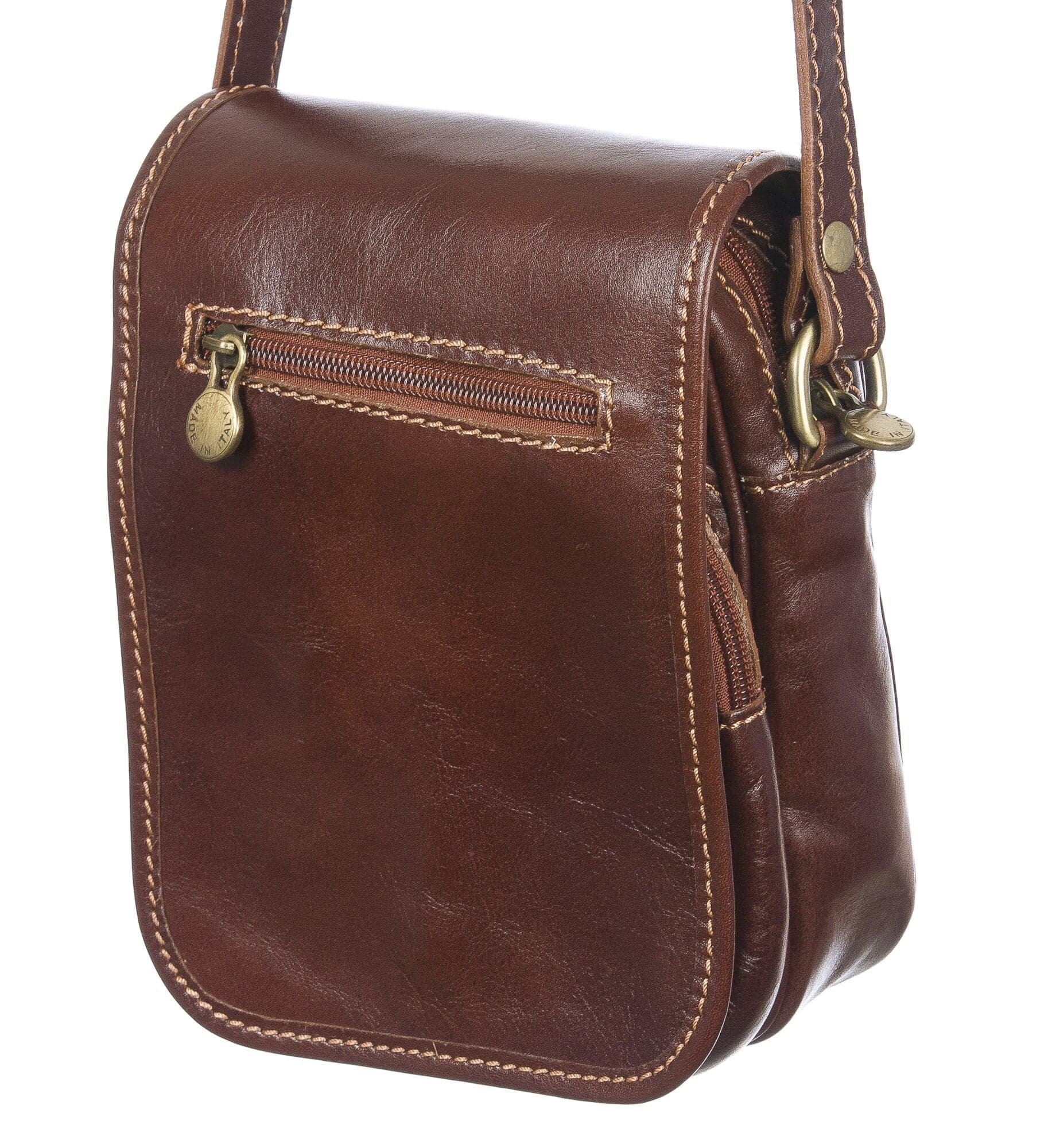 Borsa tracolla uomo in vera pelle morbida LORENZO, colore MARRONE, MADE IN ITALY