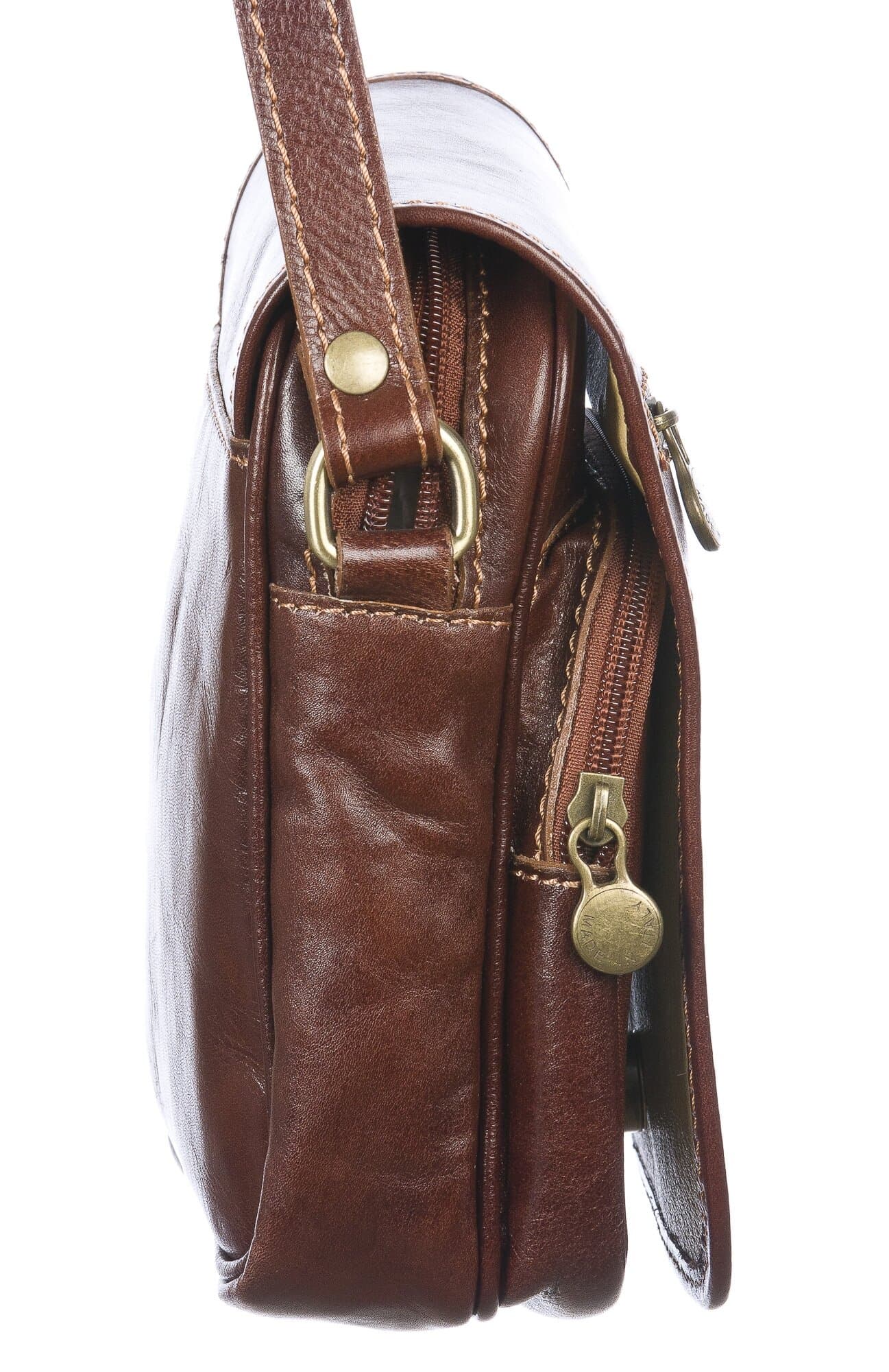 Borsa tracolla uomo in vera pelle morbida LORENZO, colore MARRONE, MADE IN ITALY