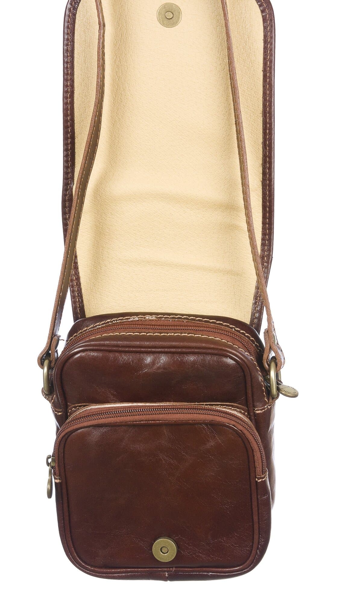 Borsa tracolla uomo in vera pelle morbida LORENZO, colore MARRONE, MADE IN ITALY