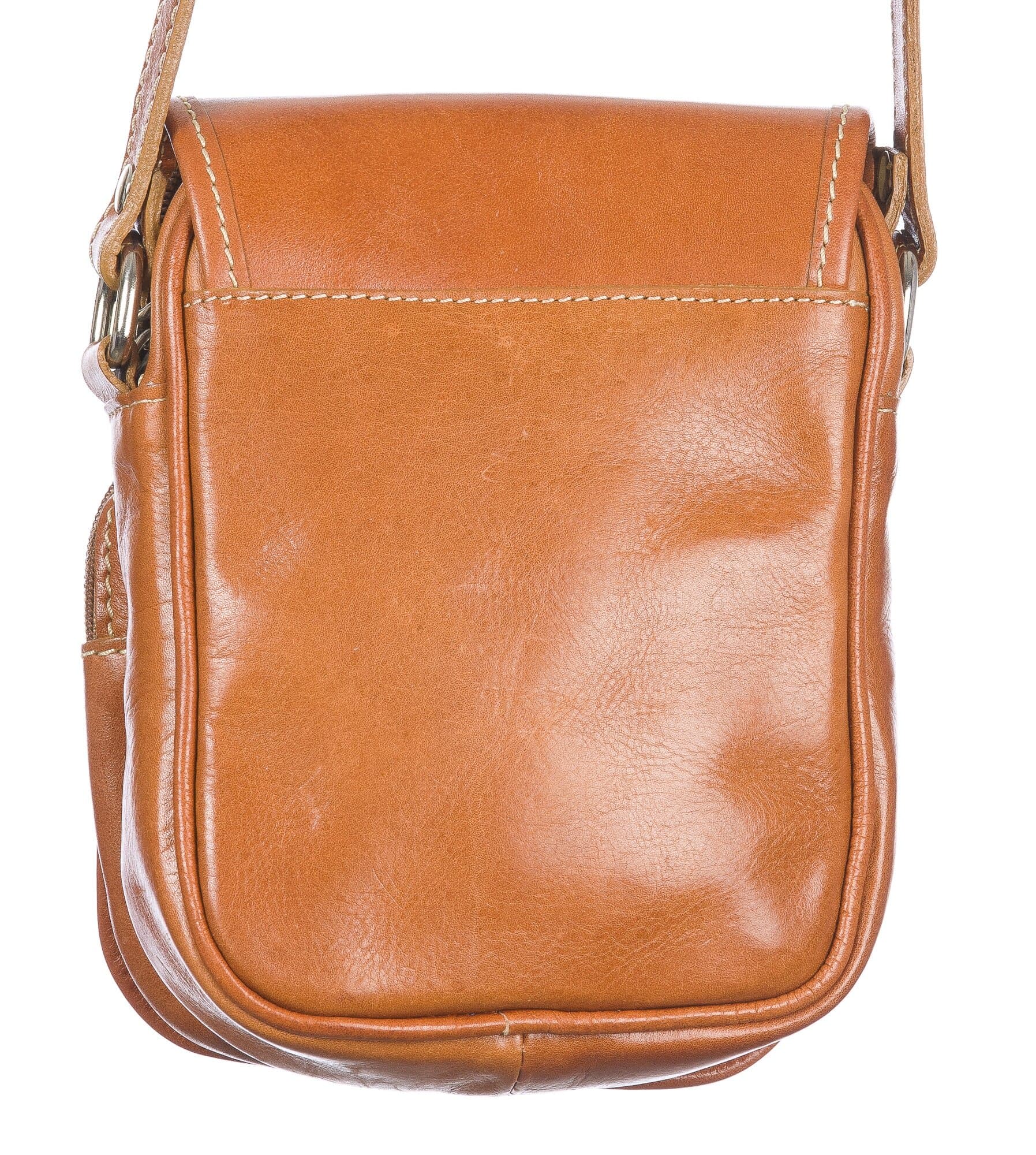 Borsa tracolla uomo in vera pelle morbida LORENZO, colore ARANCIONE, MADE IN ITALY