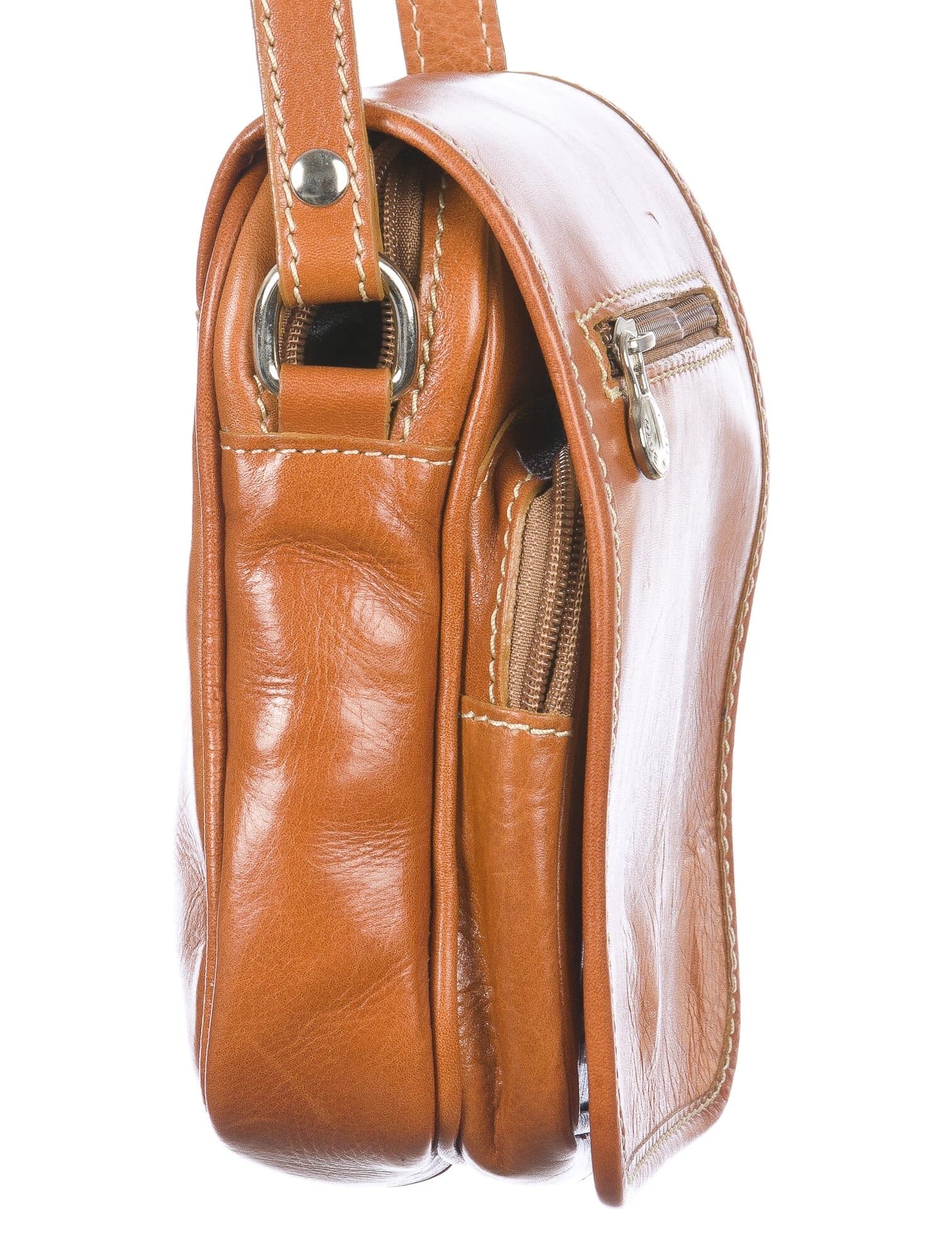 Borsa tracolla uomo in vera pelle morbida LORENZO, colore ARANCIONE, MADE IN ITALY