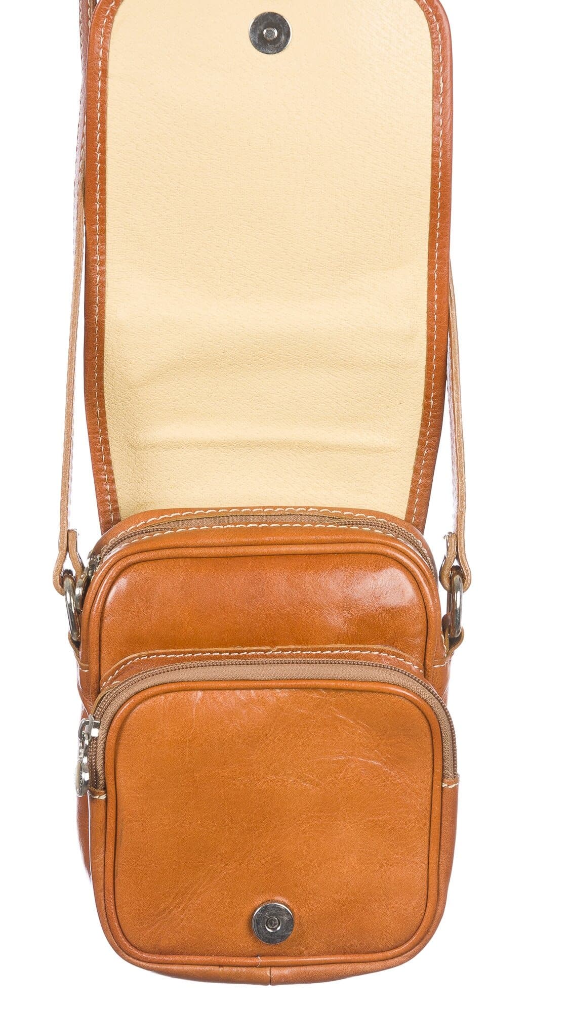 Borsa tracolla uomo in vera pelle morbida LORENZO, colore ARANCIONE, MADE IN ITALY