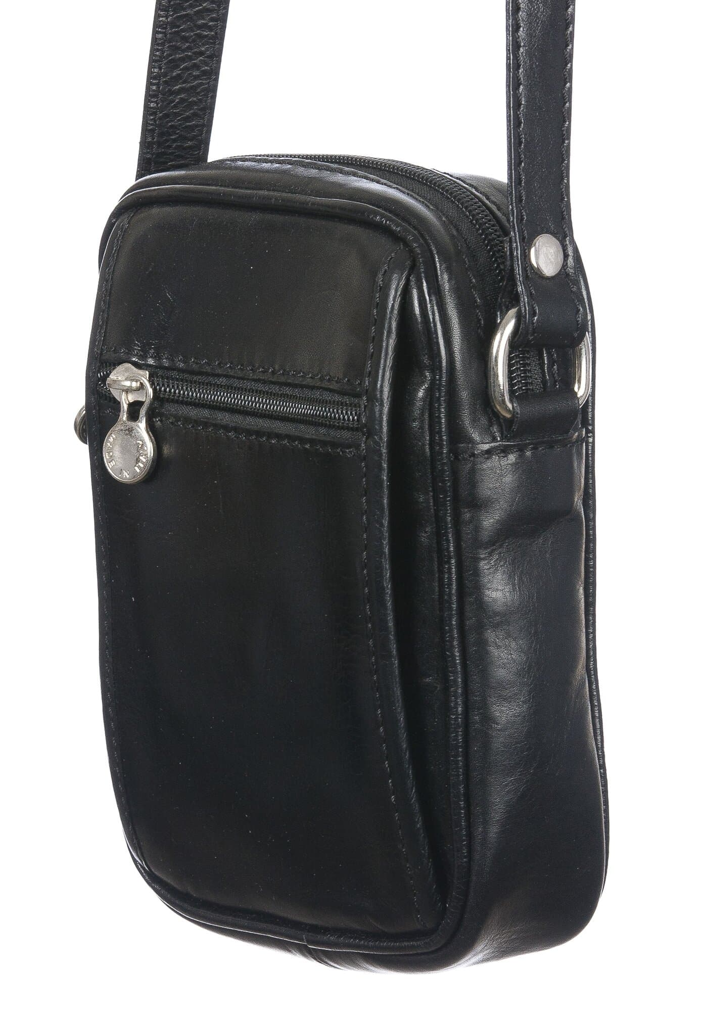 Borsa tracolla uomo in vera pelle morbida AMLETO, colore NERO, MADE IN ITALY