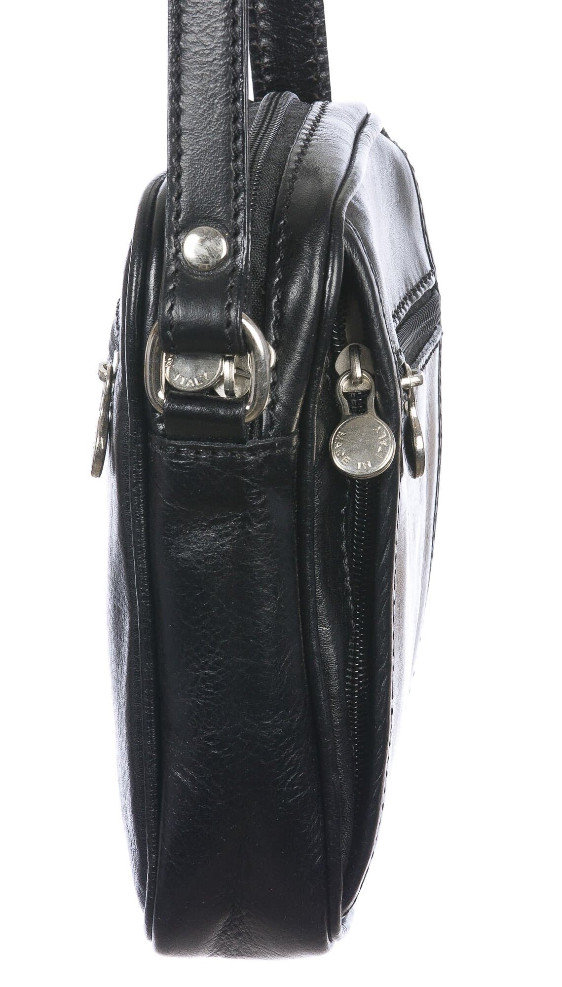 Borsa tracolla uomo in vera pelle morbida AMLETO, colore NERO, MADE IN ITALY