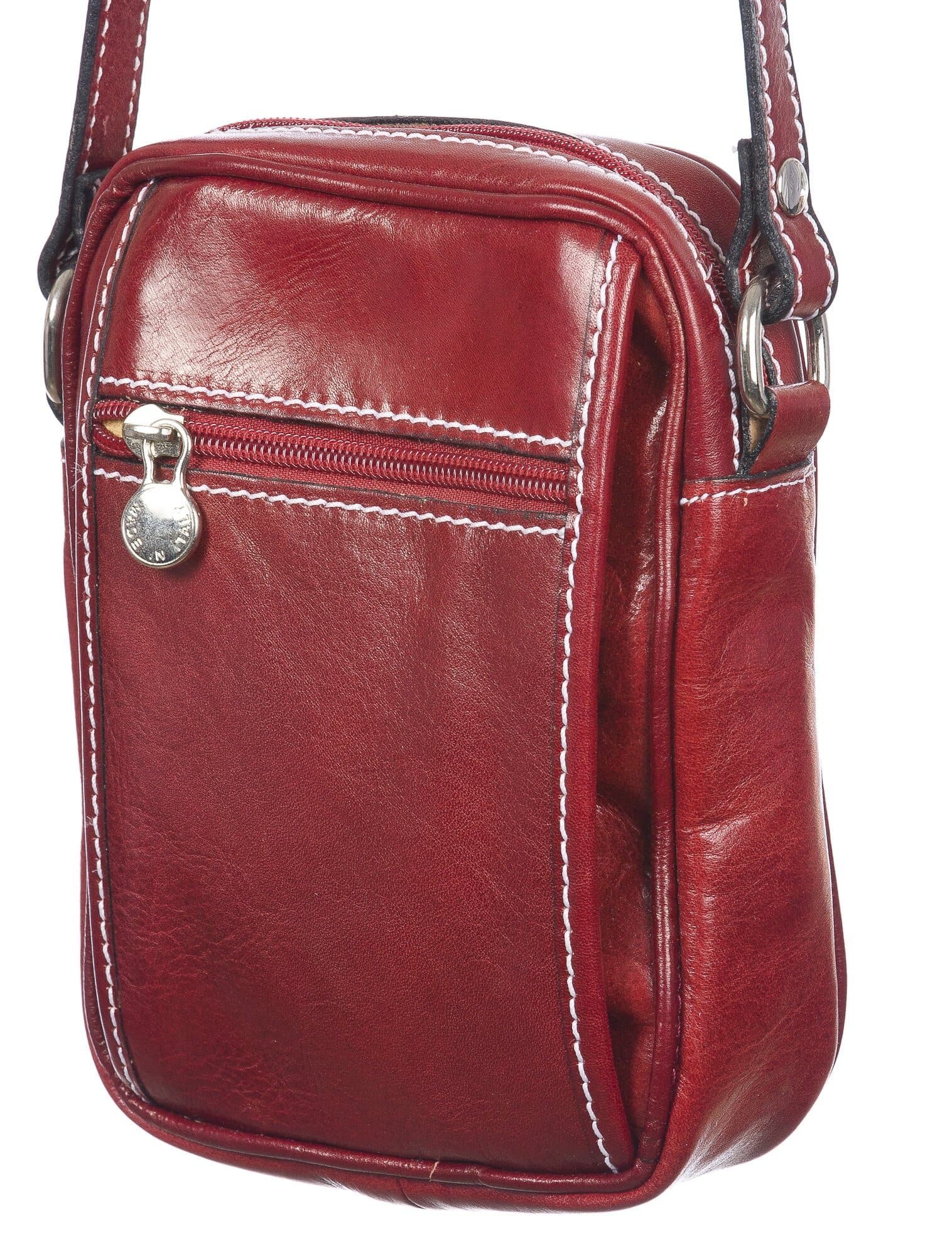 Borsa tracolla uomo in vera pelle morbida AMLETO, colore ROSSO, MADE IN ITALY