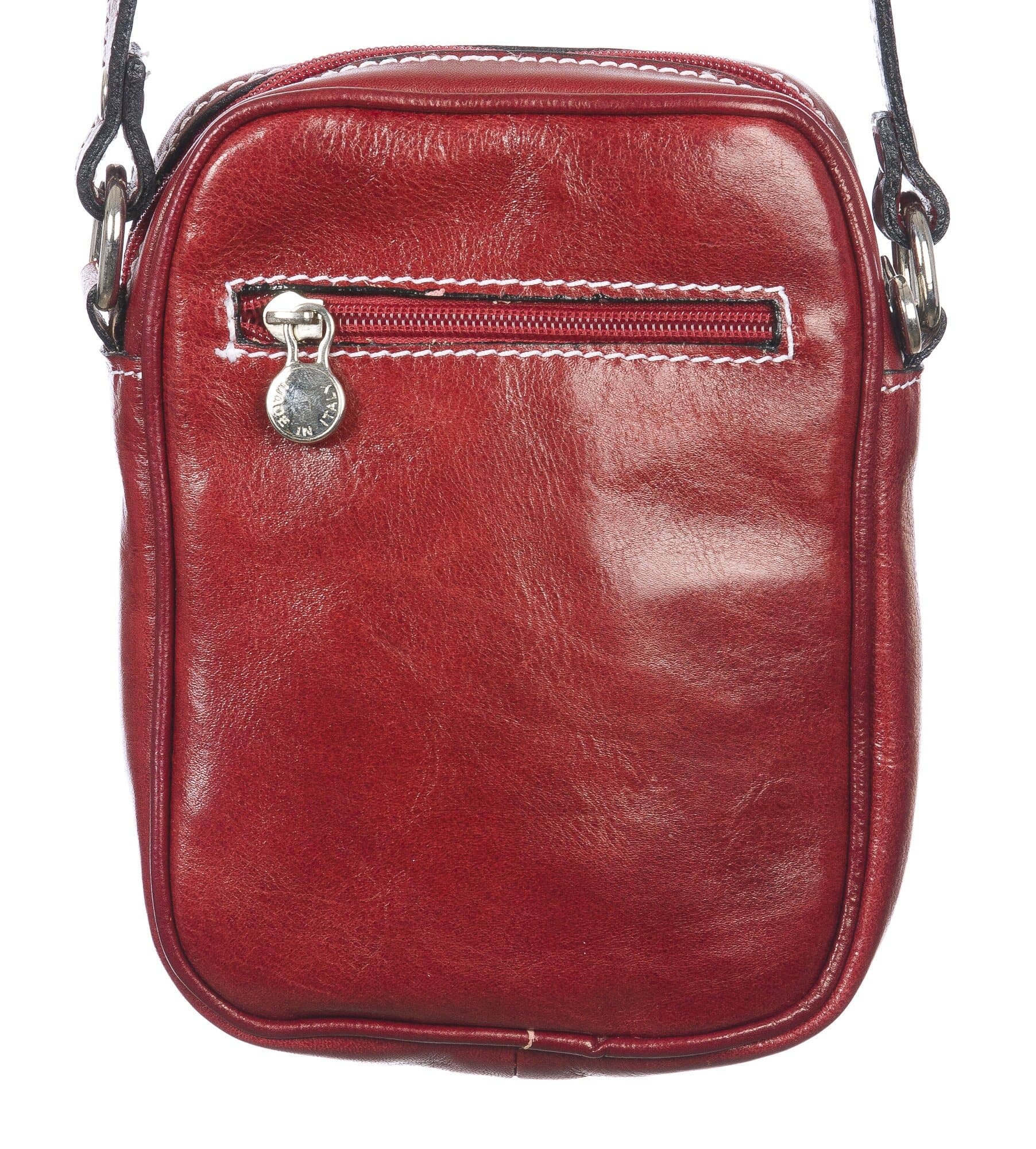 Borsa tracolla uomo in vera pelle morbida AMLETO, colore ROSSO, MADE IN ITALY