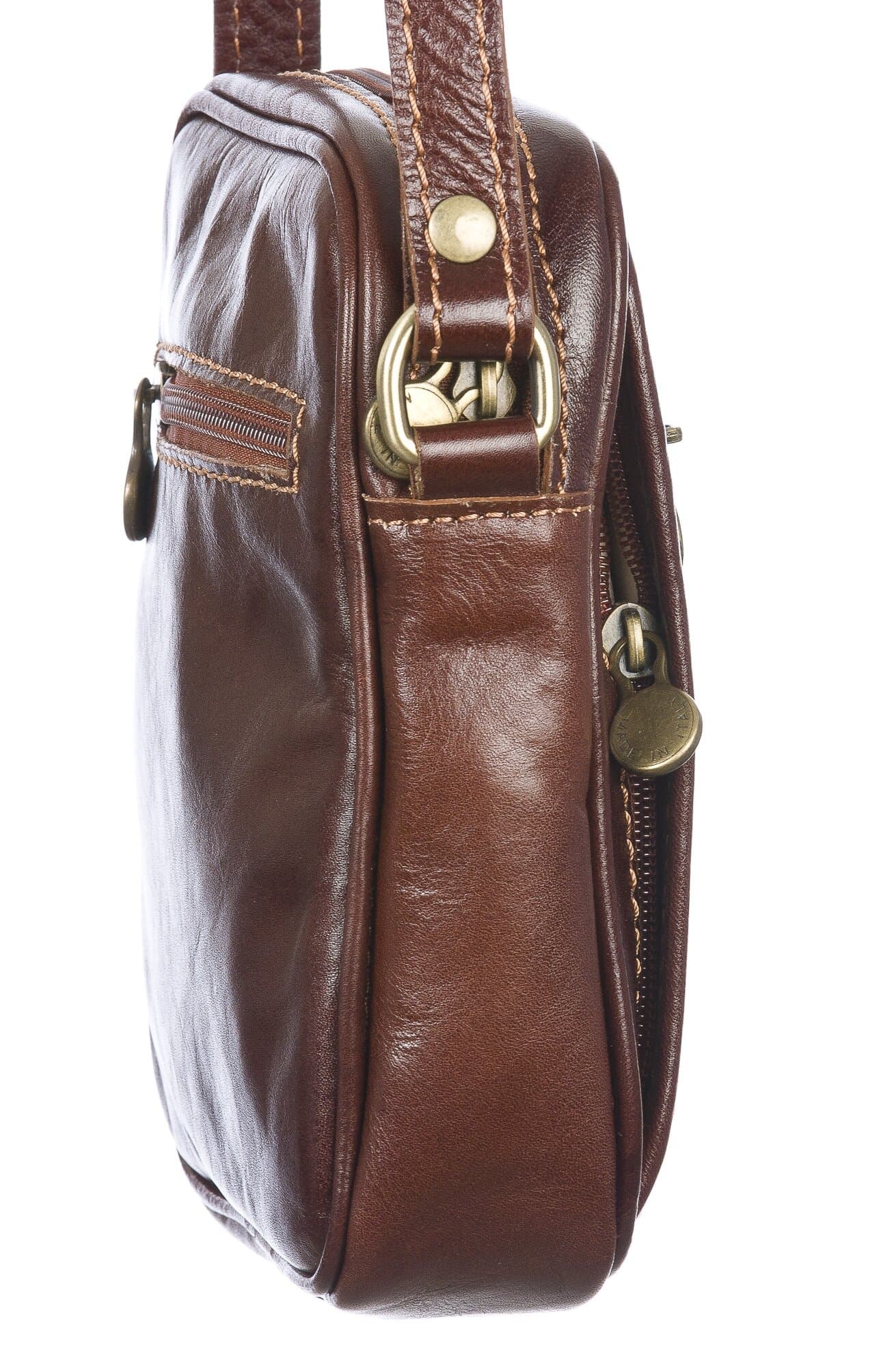 Borsa tracolla uomo in vera pelle morbida AMLETO, colore TESTA DI MORO, MADE IN ITALY