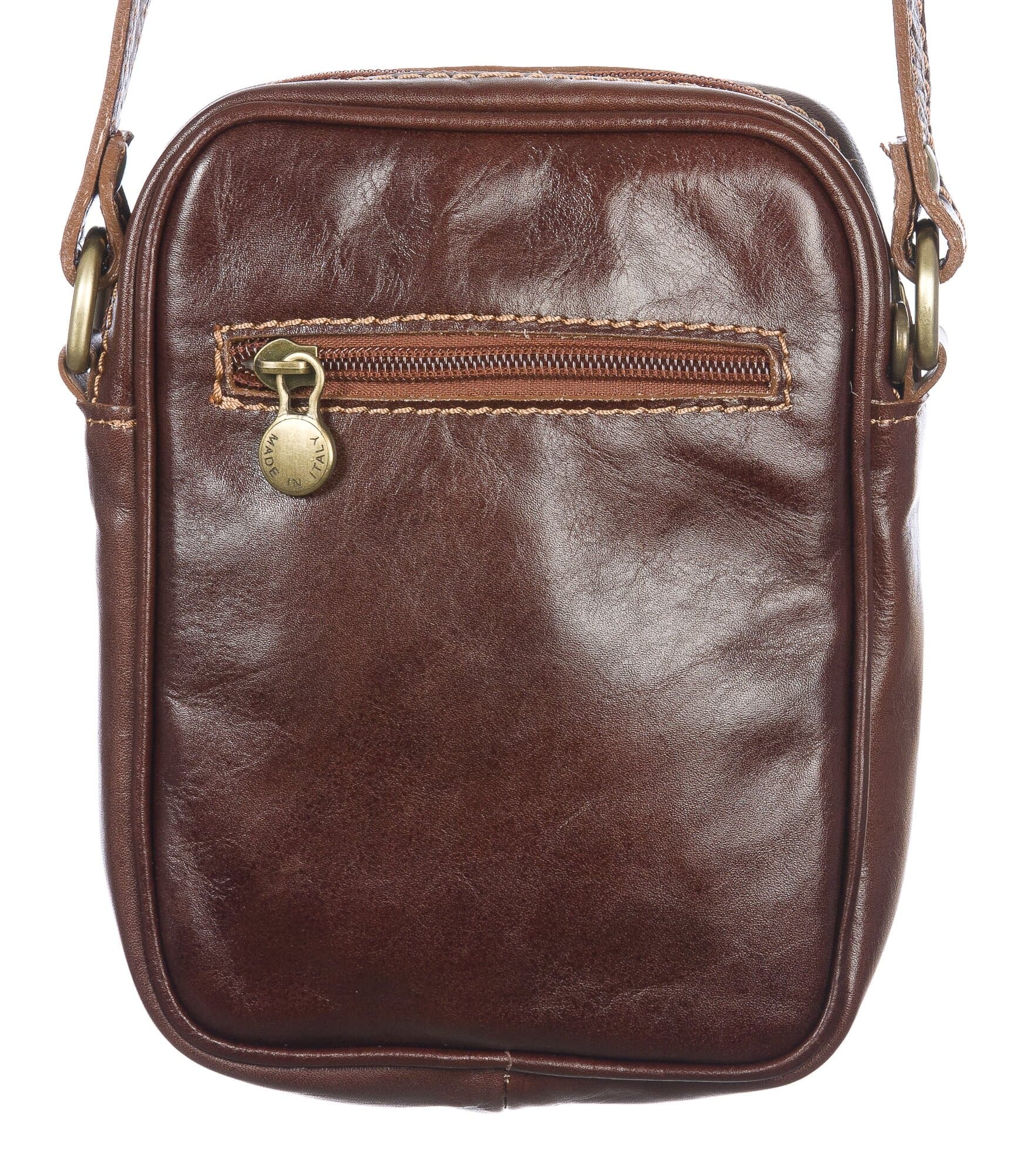 Borsa tracolla uomo in vera pelle morbida AMLETO, colore TESTA DI MORO, MADE IN ITALY