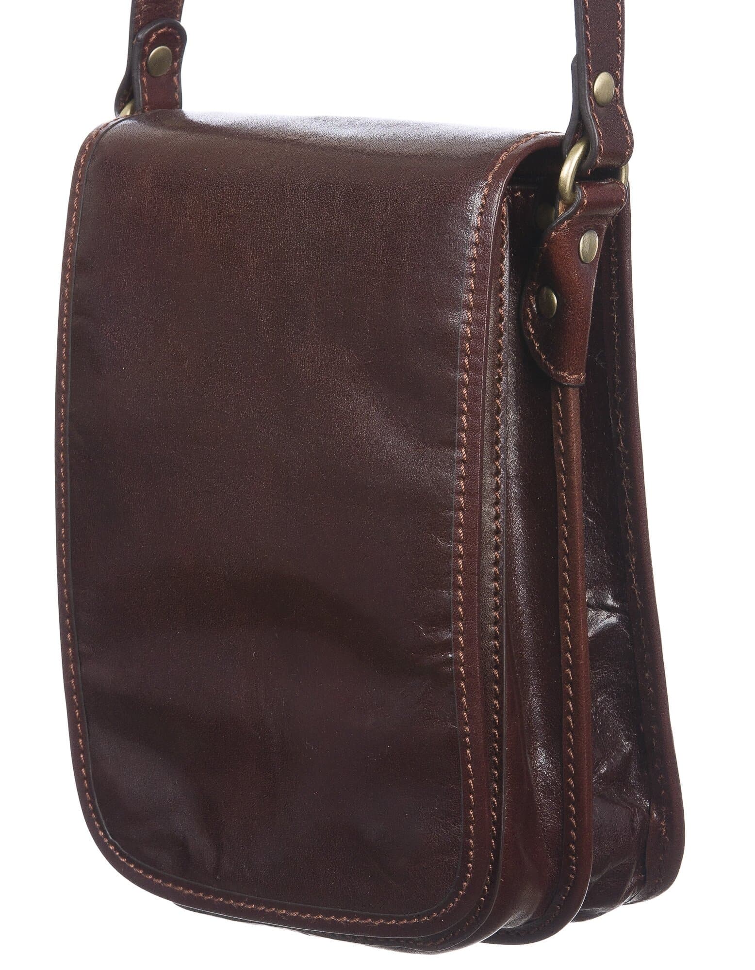 Crossbody bag for man in genuine leather DONATO, BROWN, MADE IN ITALY