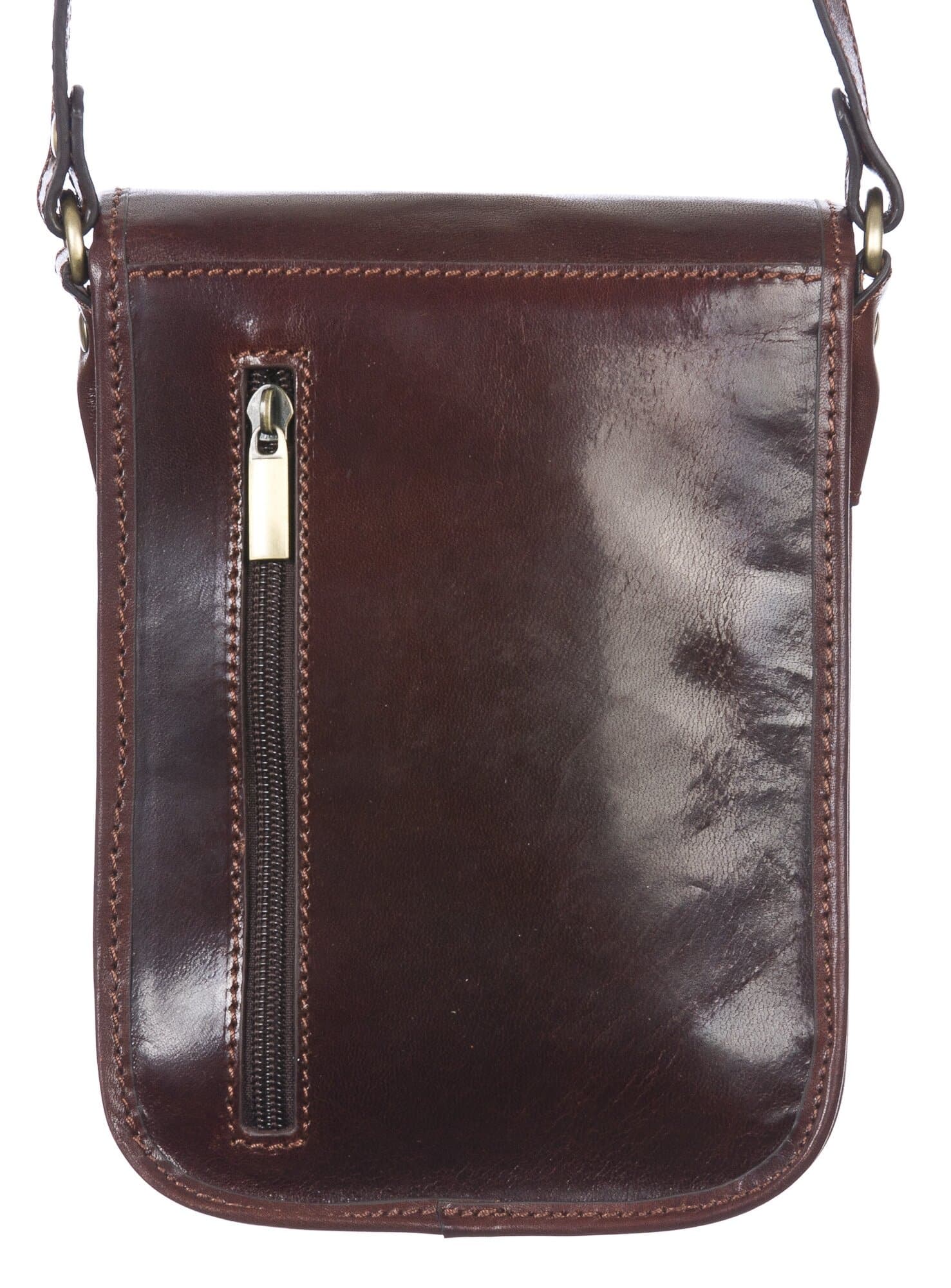 Borsa tracolla uomo in vera pelle morbida DONATO, colore TESTA DI MORO, MADE IN ITALY