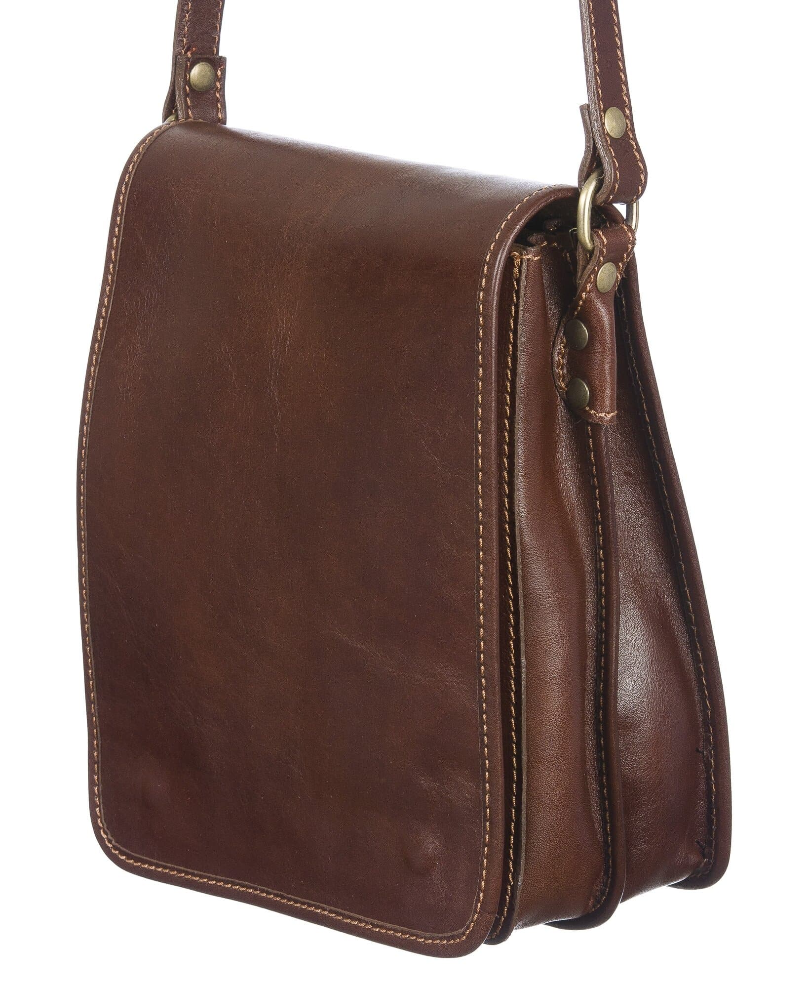 Borsa tracolla uomo in vera pelle morbida EDOARDO, colore TESTA DI MORO, MADE IN ITALY