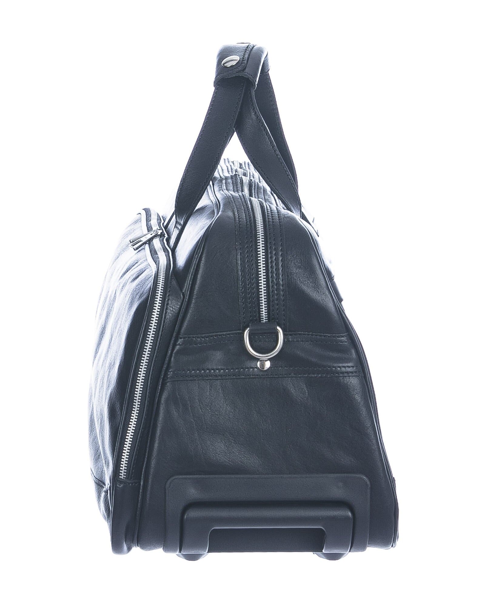 Borsone in vera pelle CHIAROSCURO mod. LAMBRO SMALL colore NERO 