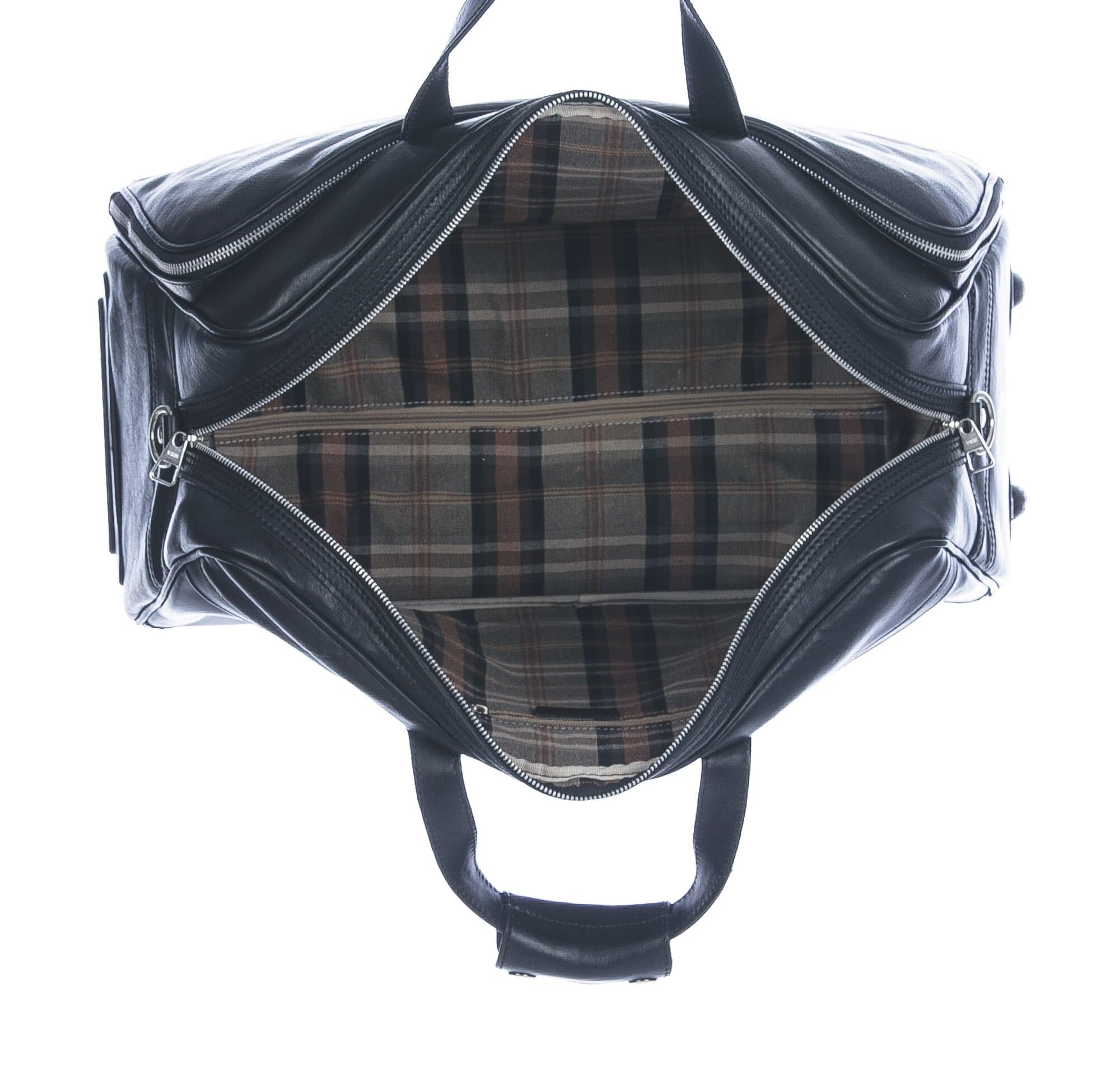 Borsone in vera pelle CHIAROSCURO mod. LAMBRO SMALL colore NERO 