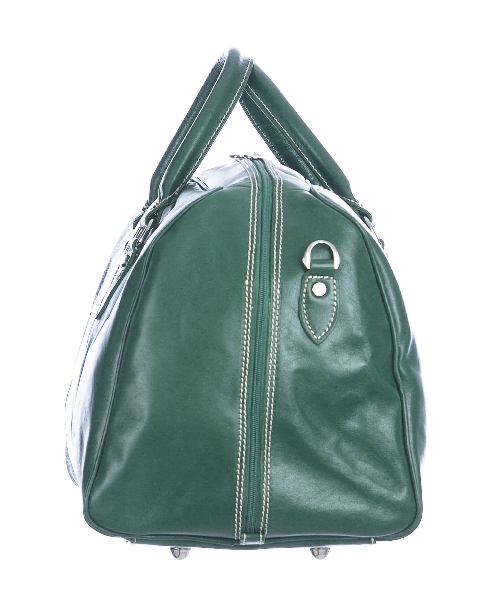 Borsone viaggio NILO BABY in vera pelle primo fiore, colore VERDE