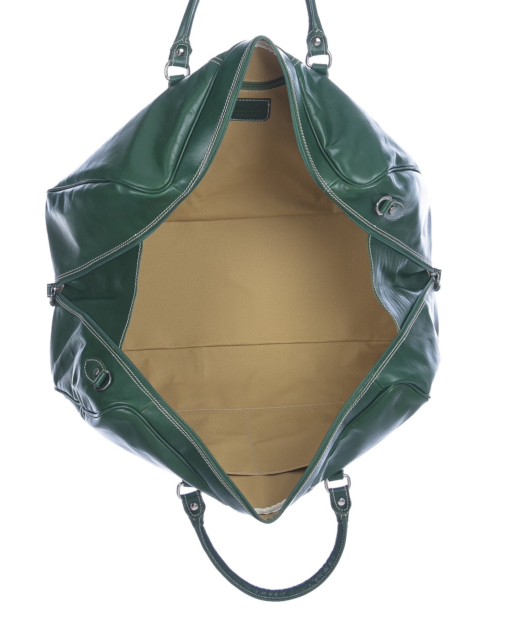 Borsone viaggio NILO BABY in vera pelle primo fiore, colore VERDE