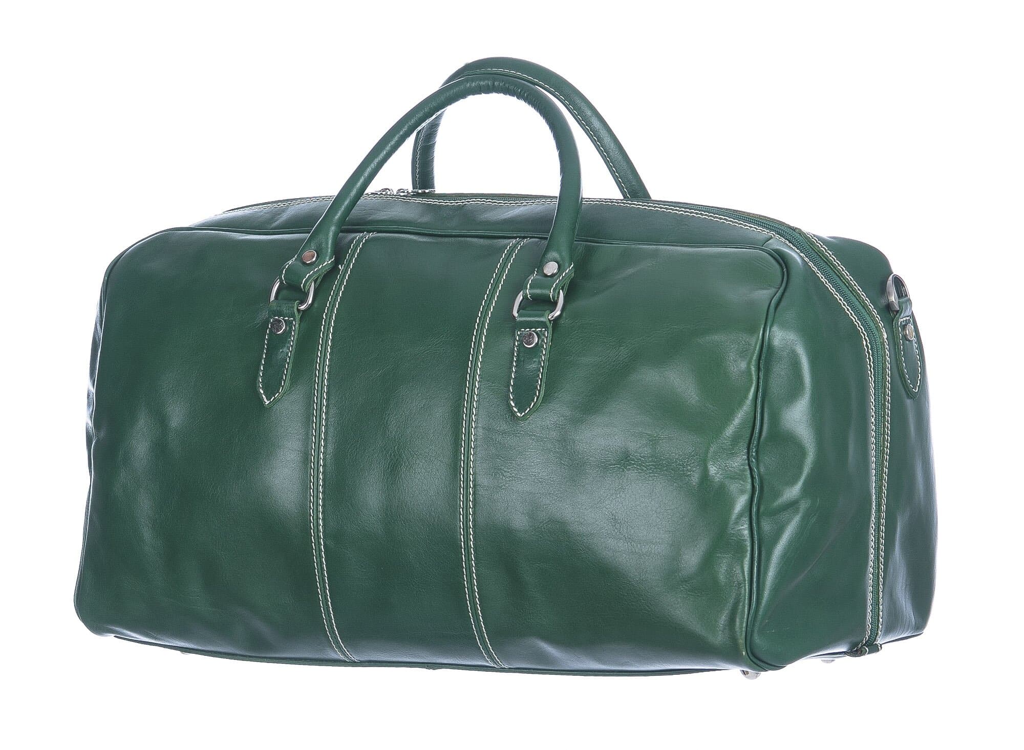 Borsone viaggio NILO BABY in vera pelle primo fiore, colore VERDE